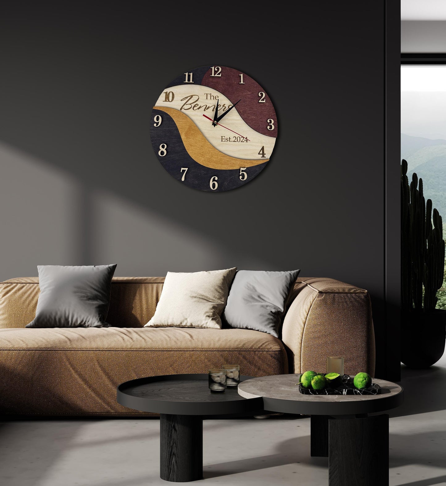 Custom wood wall clock, ideas clock decor, family name clock, unique home decor, personalized clock, custom name clock, wedding gift custom