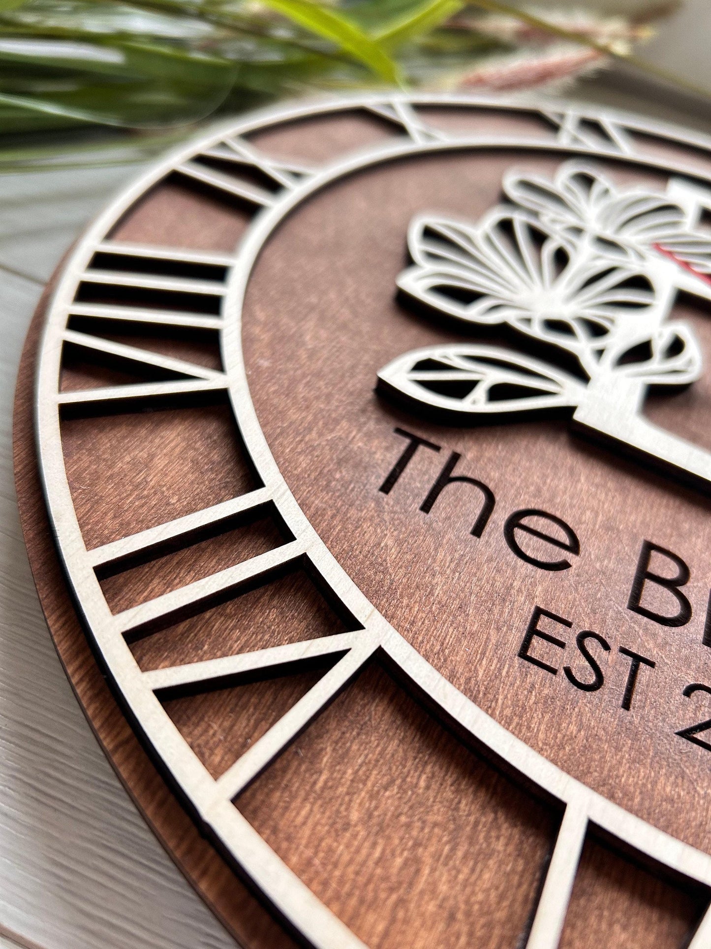 Custom wood clock, personalized clock, wall clock, wooden anniversary, wall clock unique, wooden watch, unique home decor, 5th anniversary