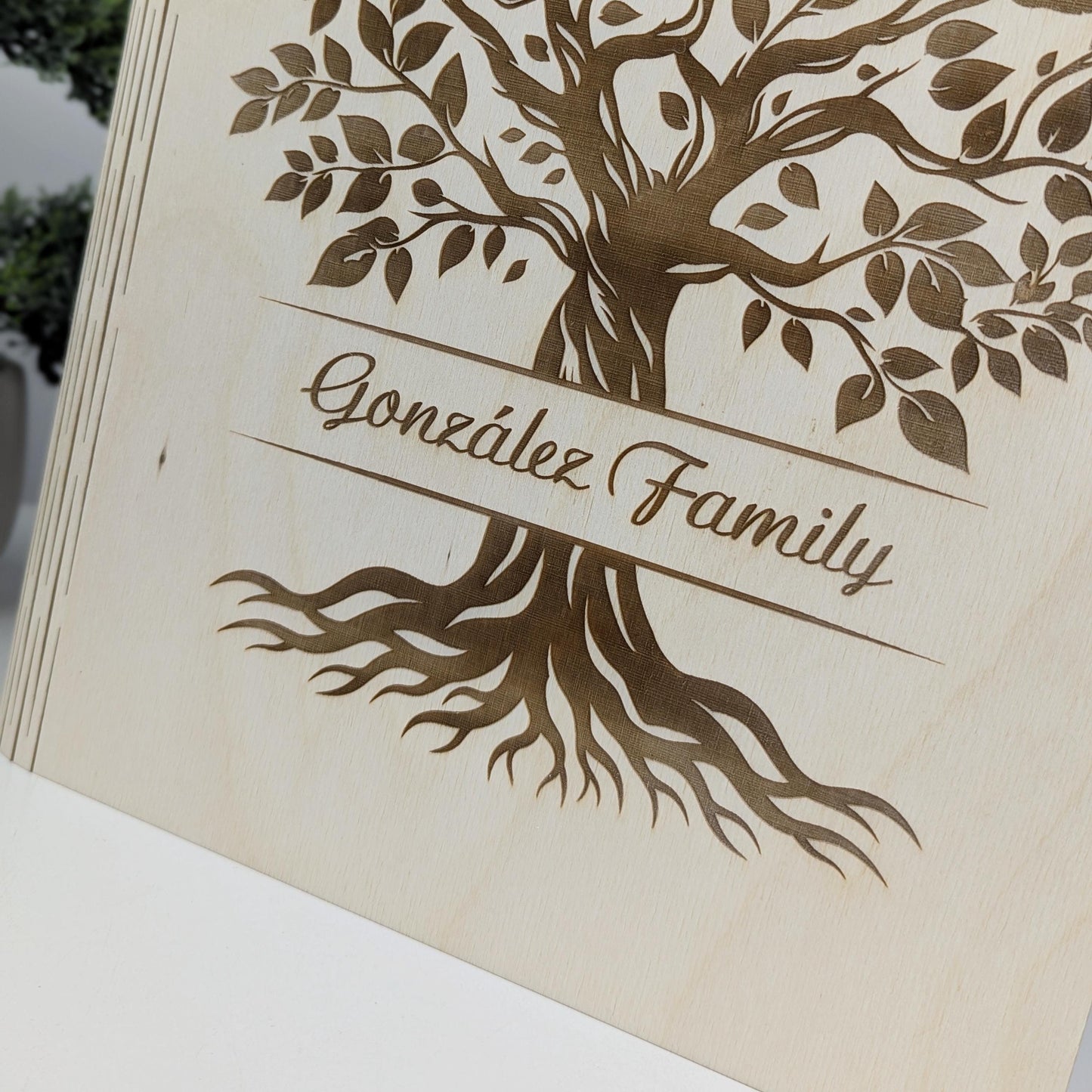 Family photo album, Wooden photo book, Elegant wooden family tree photo keepsake