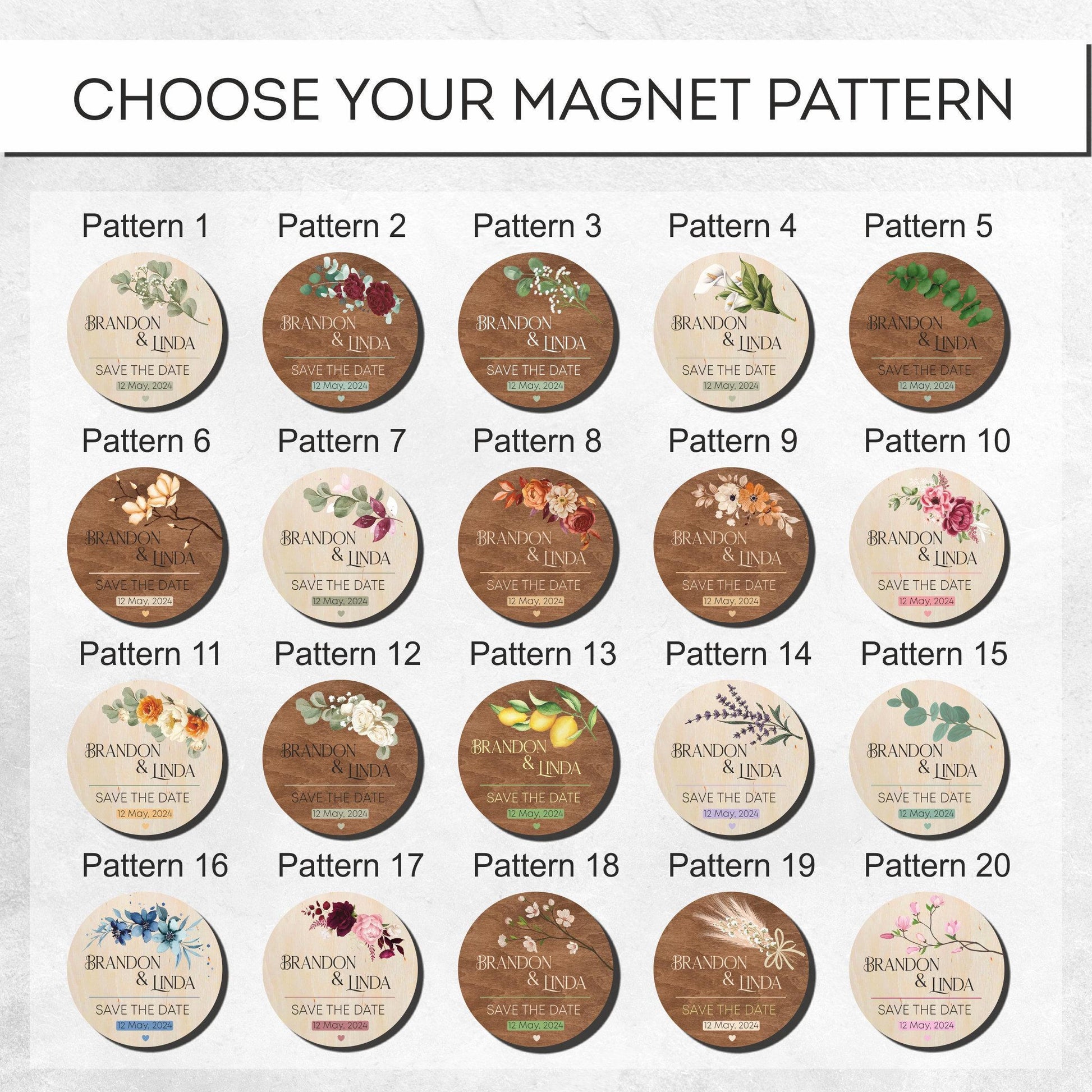 Wedding favor wood magnet, rustic boutonnieres, wedding guest pins, boho boutonniere, personalized magnet, wedding guest tag, wooden magnets