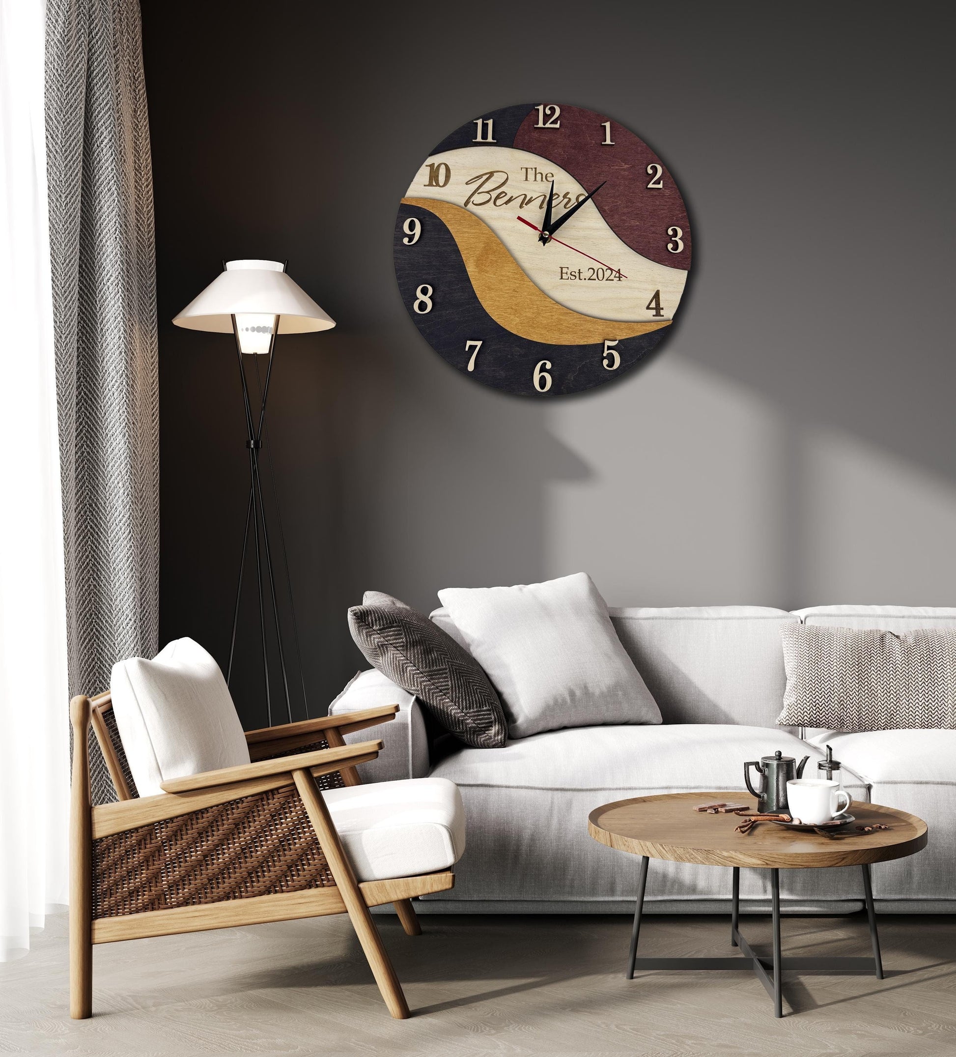 Custom wood wall clock, ideas clock decor, family name clock, unique home decor, personalized clock, custom name clock, wedding gift custom
