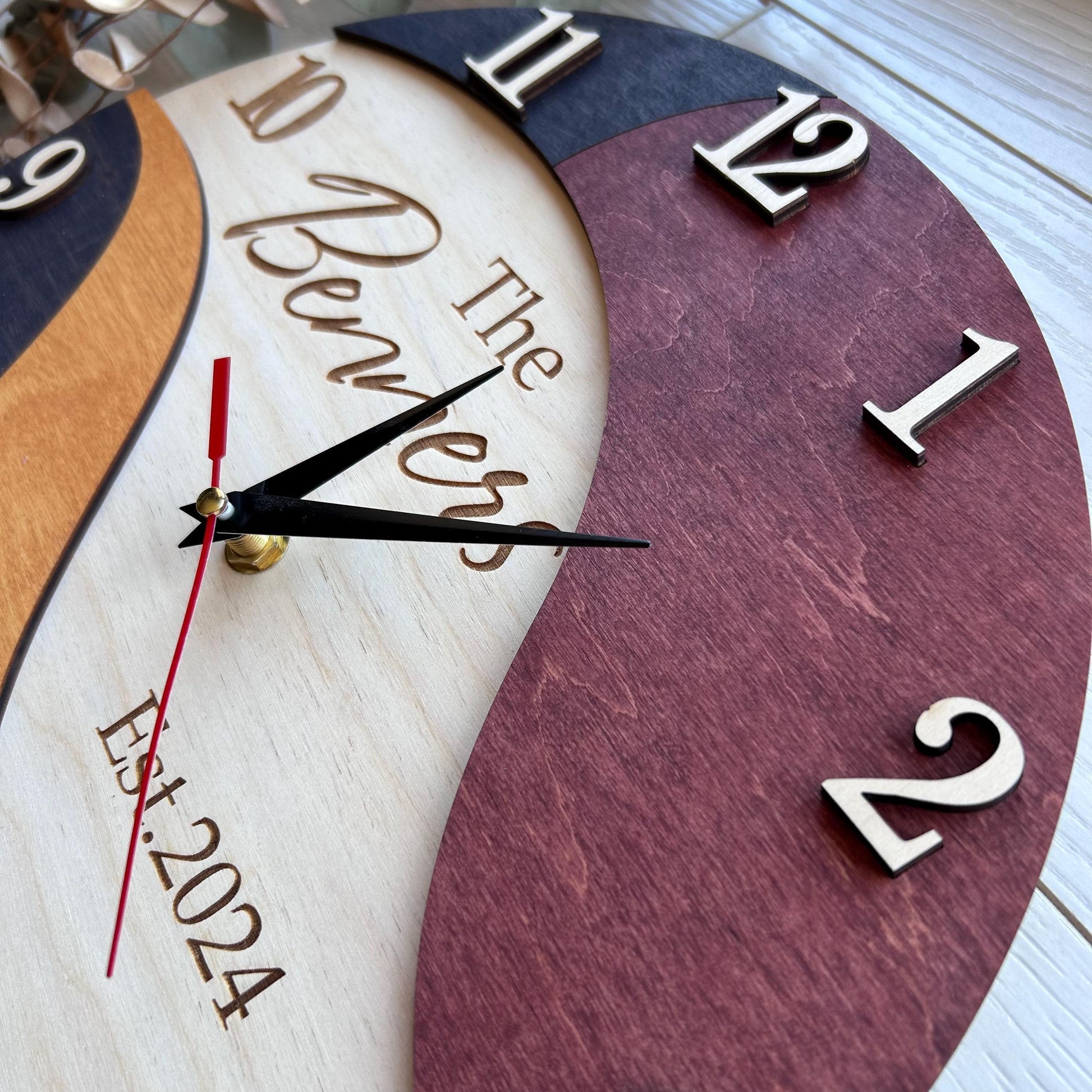 Custom wood wall clock, ideas clock decor, family name clock, unique home decor, personalized clock, custom name clock, wedding gift custom