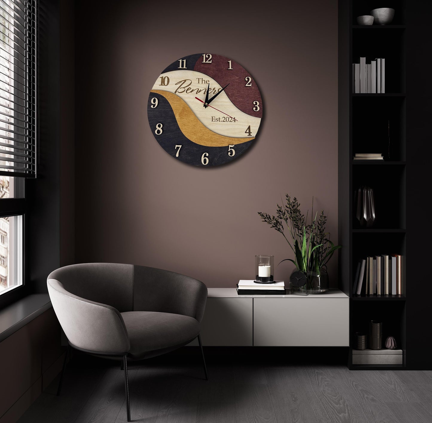 Custom wood wall clock, ideas clock decor, family name clock, unique home decor, personalized clock, custom name clock, wedding gift custom