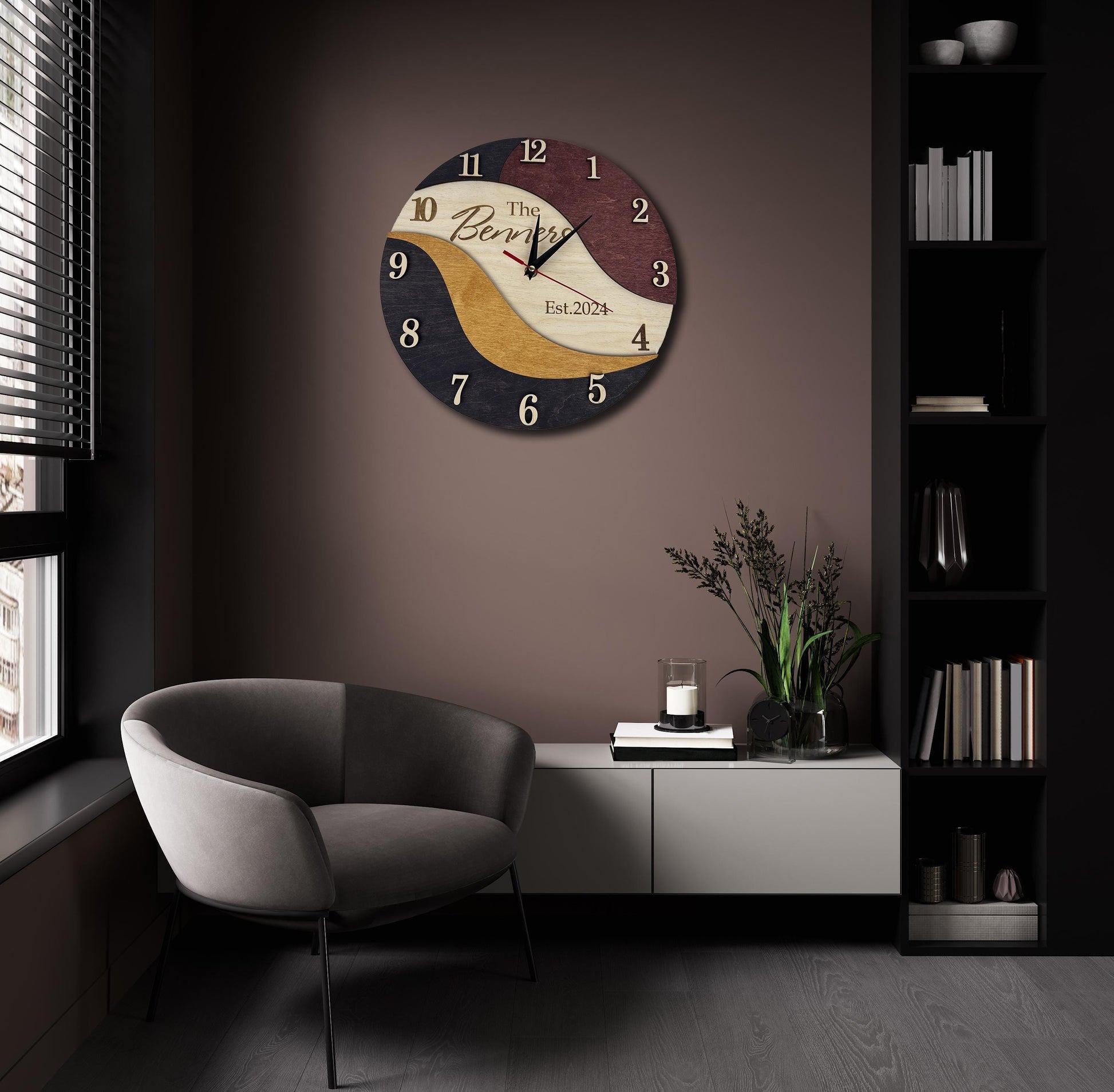 Custom wood wall clock, ideas clock decor, family name clock, unique home decor, personalized clock, custom name clock, wedding gift custom