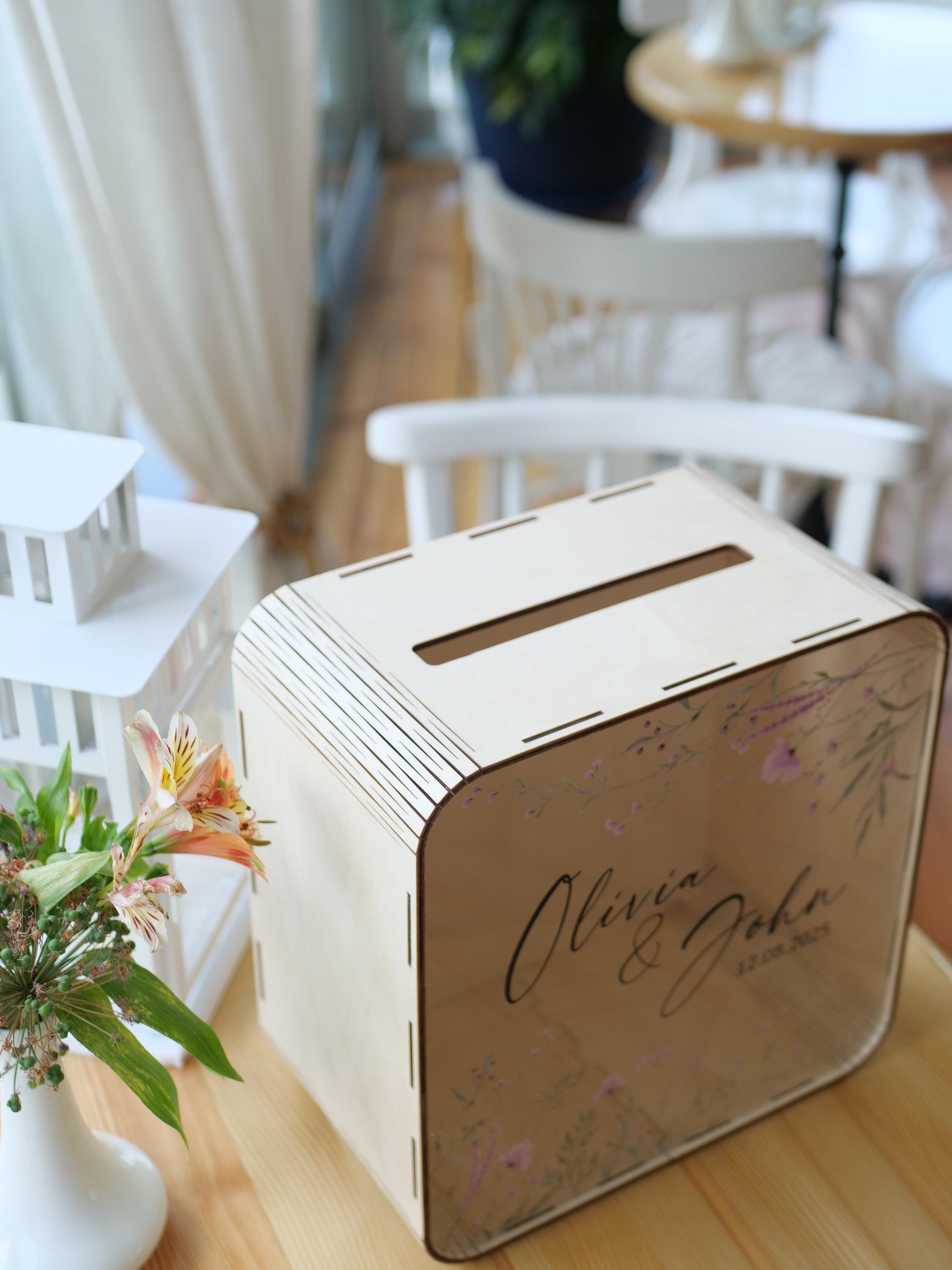 Boho square card holders, wildflower card box, wedding post box, square card box, post box for cards, wedding card box, floral box for cards