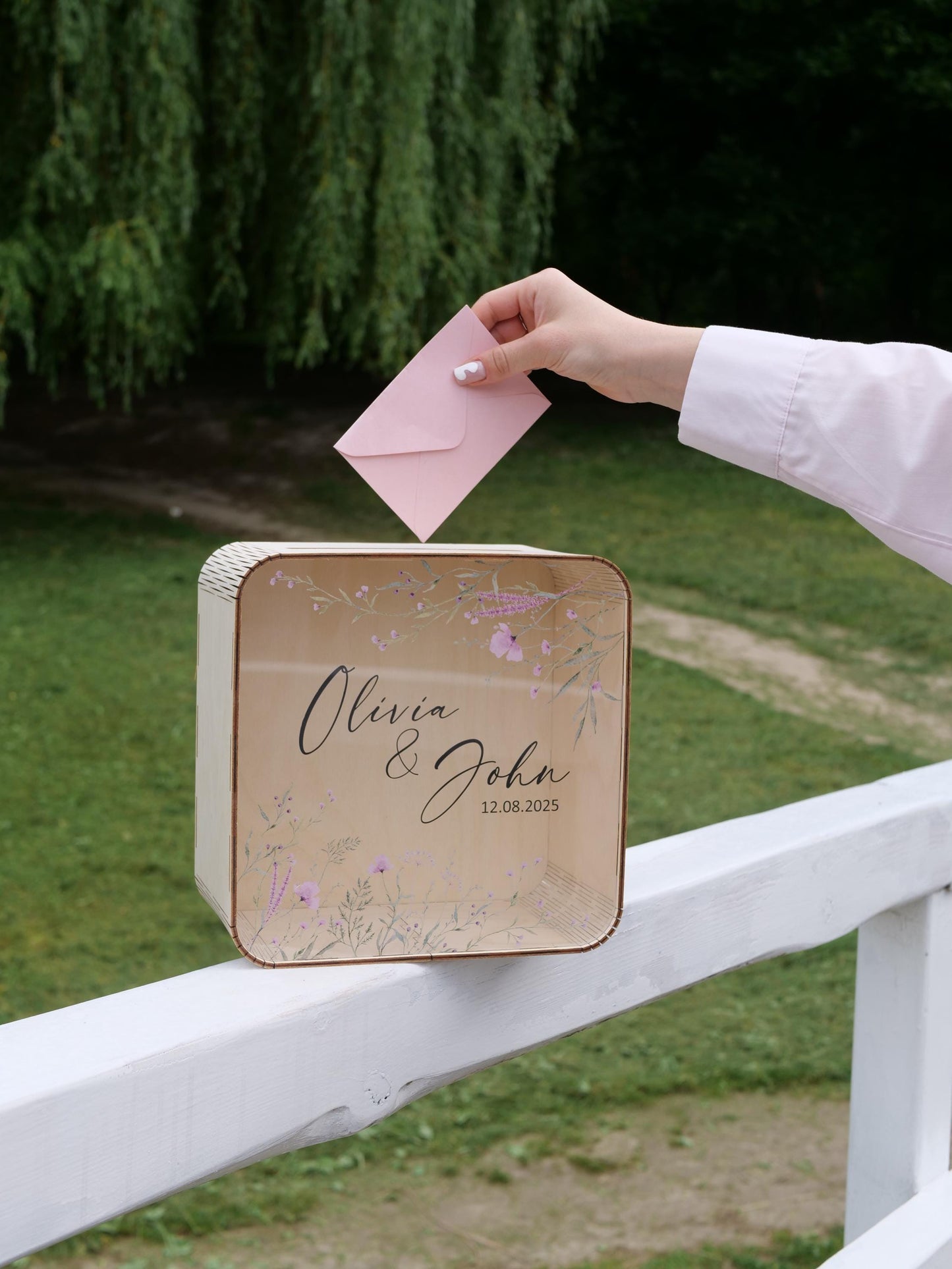 Boho square card holders, wildflower card box, wedding post box, square card box, post box for cards, wedding card box, floral box for cards