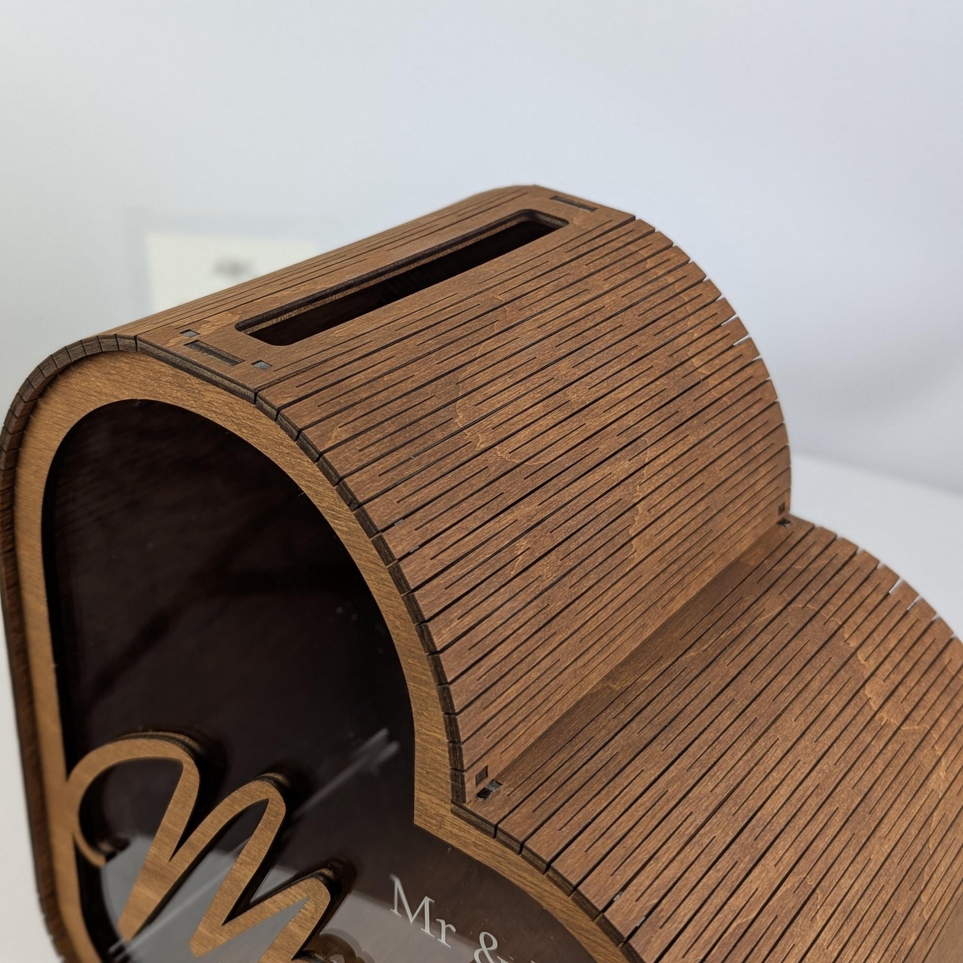 Heart Shaped Wedding Card Box: Custom Flower Wood Money Case, Wedding Envelope Box