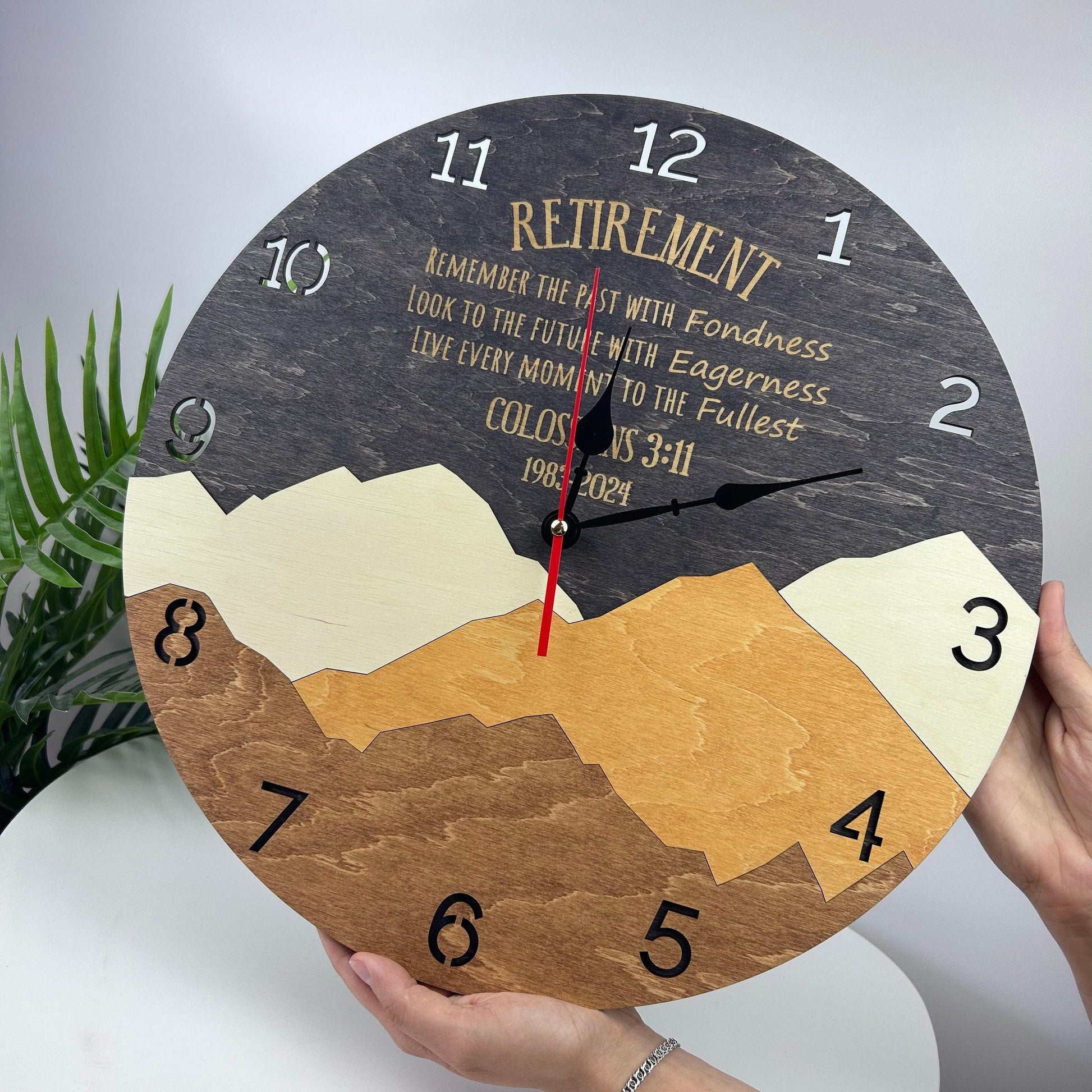 Dad retirement gift idea, personalized wooden wall clock, retirement gift idea, police retirement, custom gift ideas, mountains decor