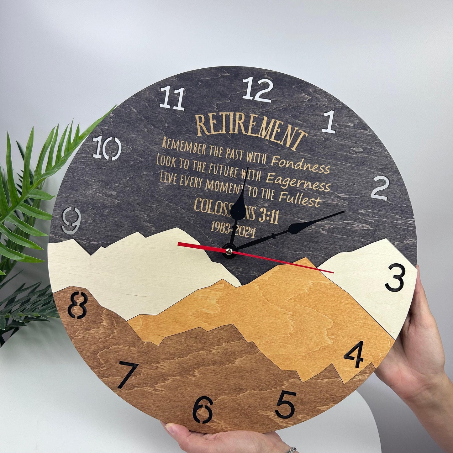Dad retirement gift idea, personalized wooden wall clock, retirement gift idea, police retirement, custom gift ideas, mountains decor