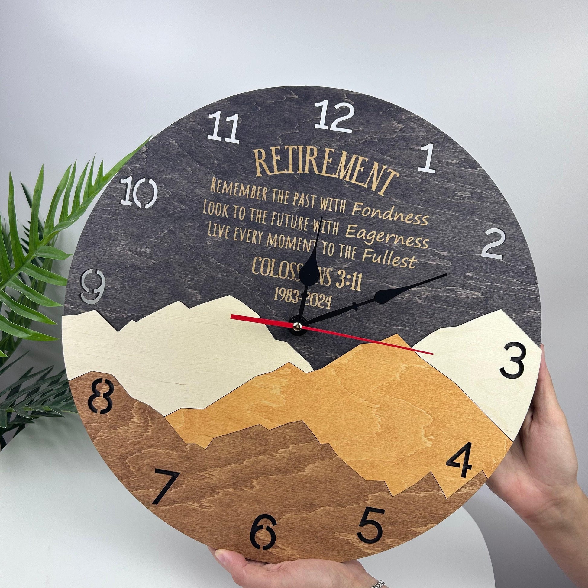 Dad retirement gift idea, personalized wooden wall clock, retirement gift idea, police retirement, custom gift ideas, mountains decor