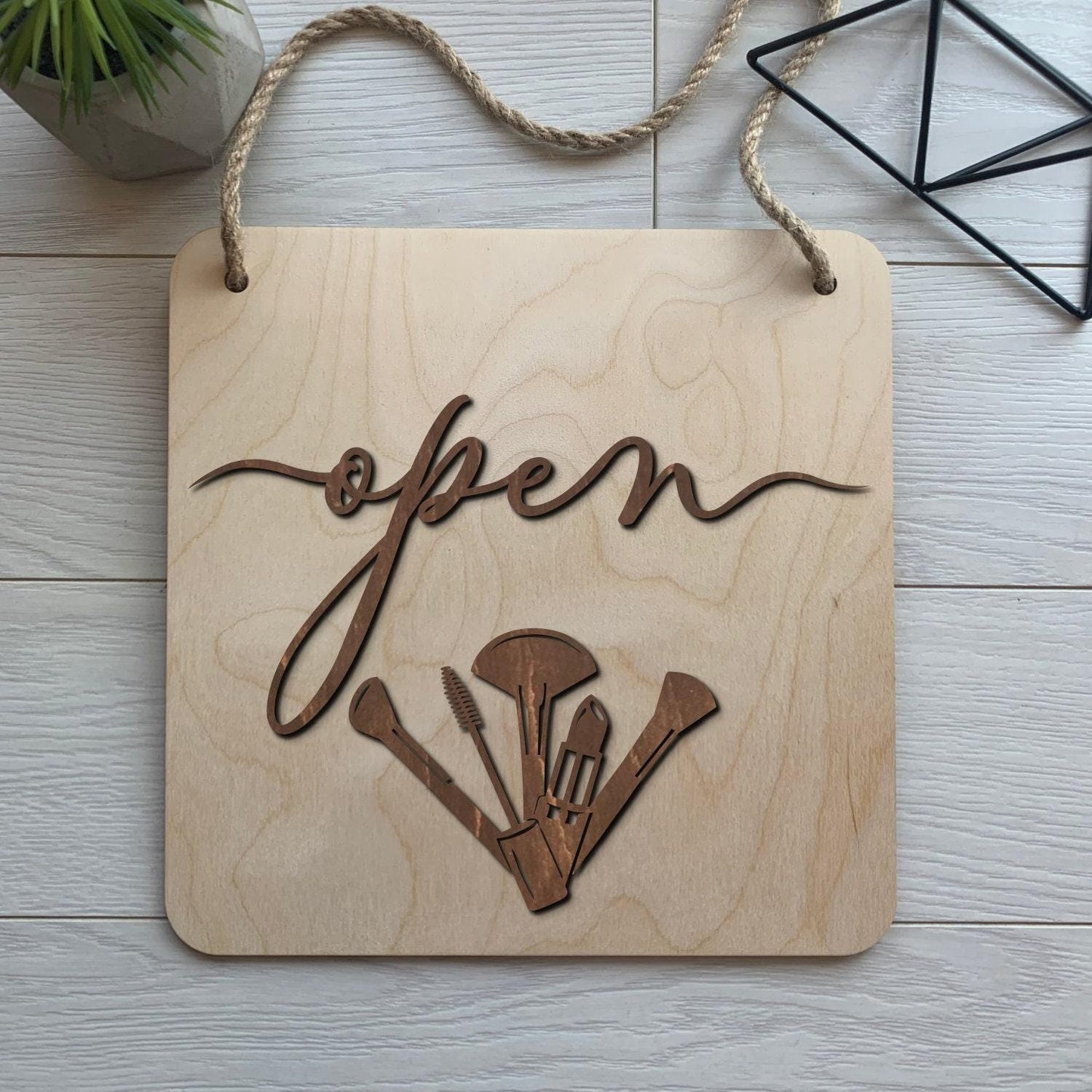 Cosmetology Gift, Custom Wood Sign & Beauty Studio Open Closed Sign