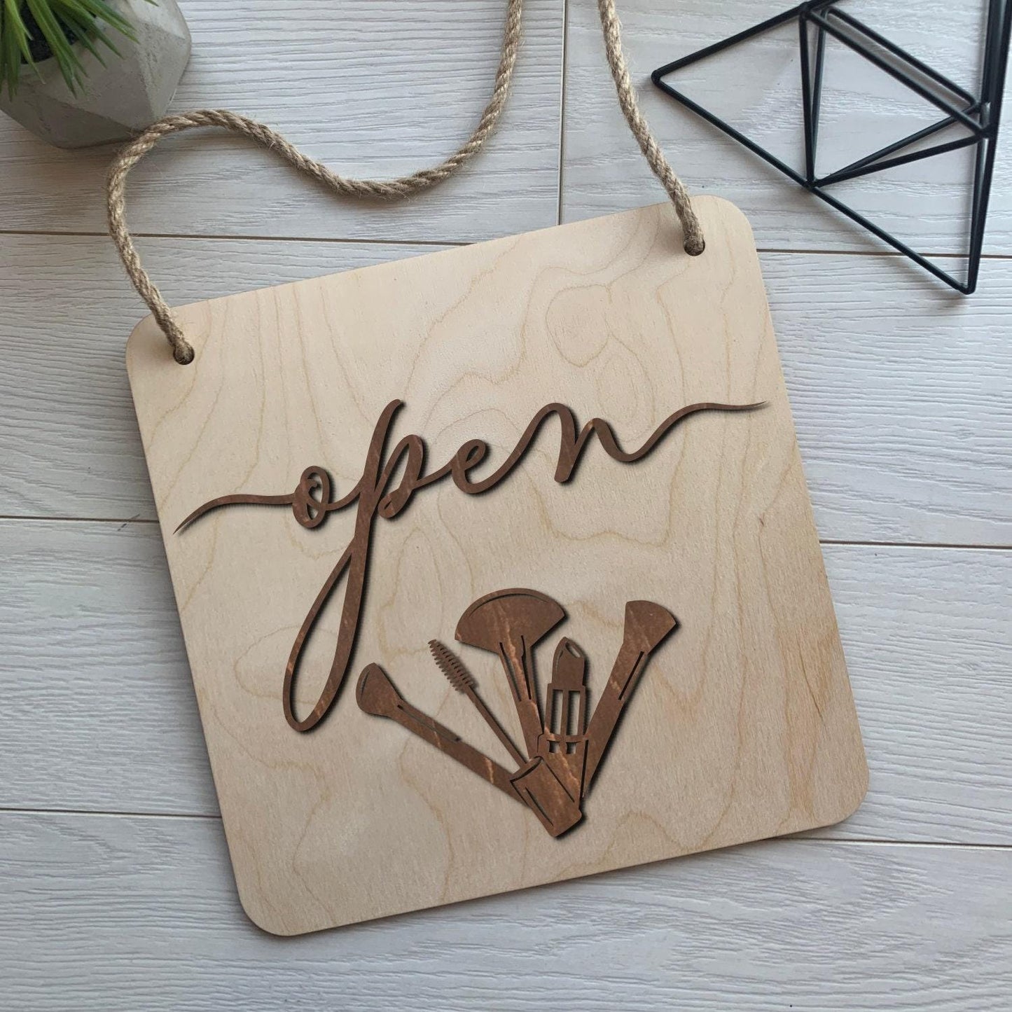 Cosmetology Gift, Custom Wood Sign & Beauty Studio Open Closed Sign