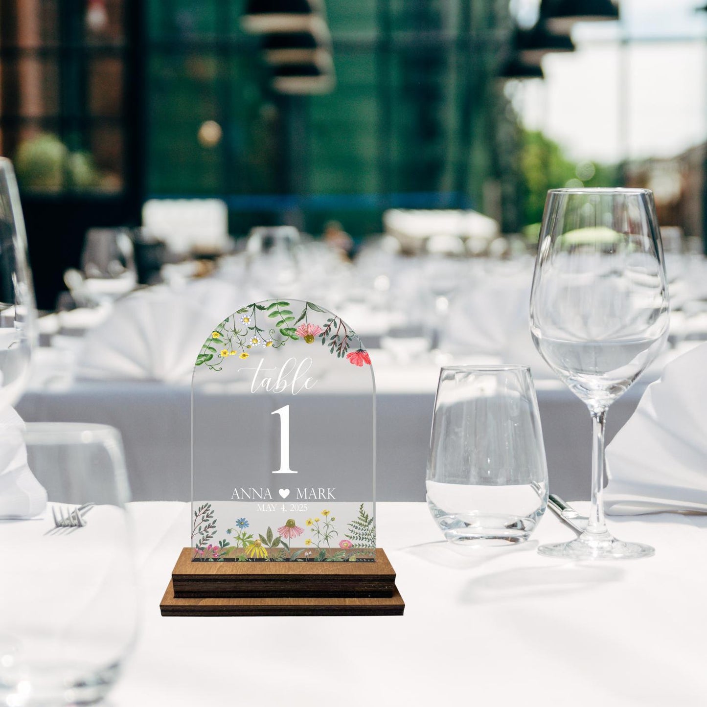 Wildflower bridal numbers set, wedding table number, table number set, clear table number, wedding table decor, arch floral table number