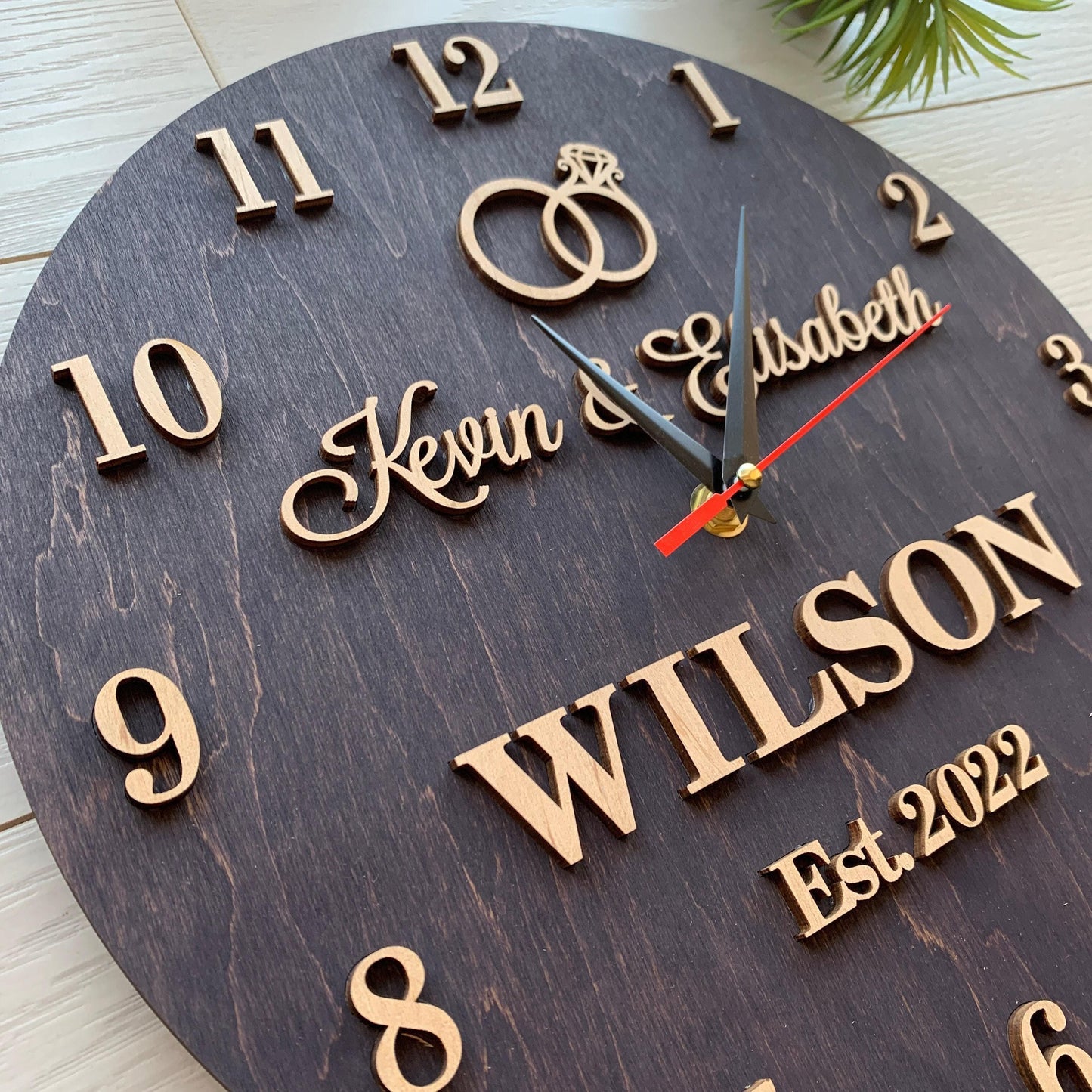 5th Anniversary Gift for Couple, Personalized Wall Clock & Family Name Sign