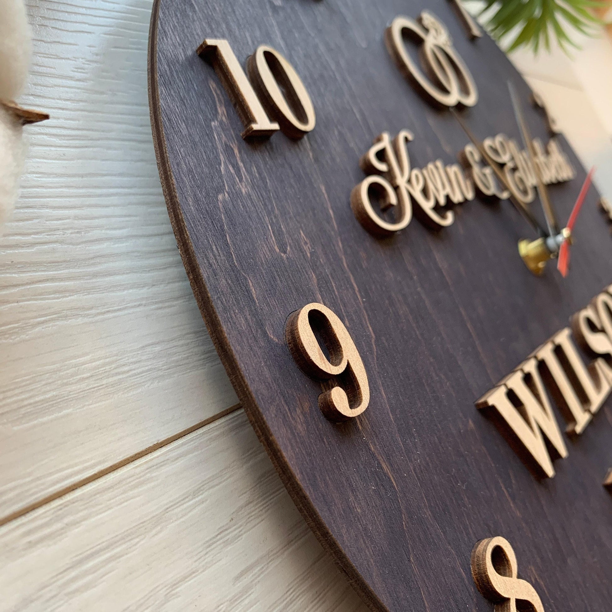5th Anniversary Gift for Couple, Personalized Wall Clock & Family Name Sign