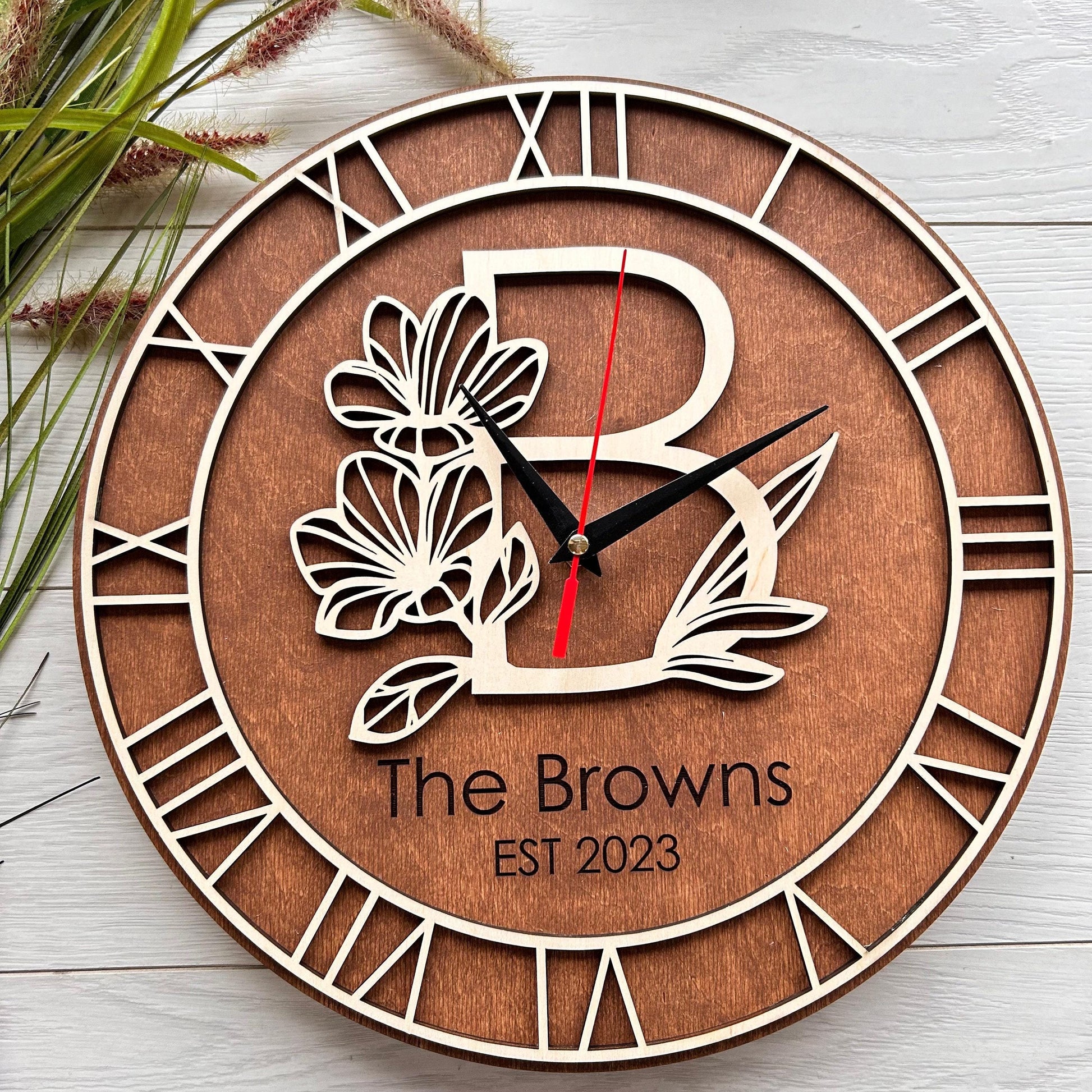 Custom wood clock, personalized clock, wall clock, wooden anniversary, wall clock unique, wooden watch, unique home decor, 5th anniversary