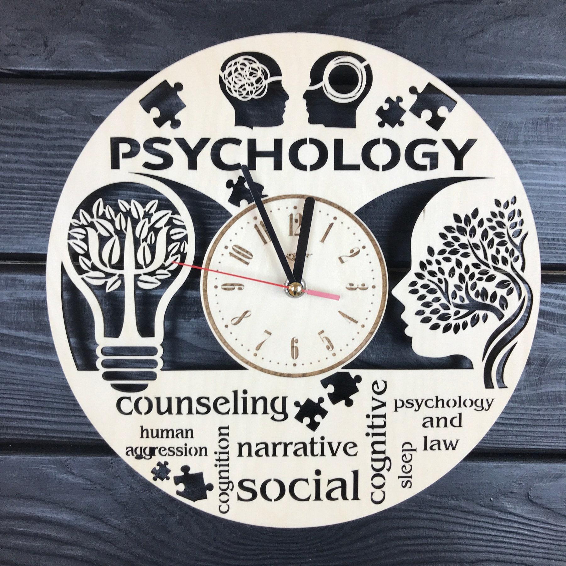 Psychology Wall Clock Gift For Men Women 5th Anniversary Gift Personalize Psychology Poster Custom Psychology Wall Hanging Psychology Cutout