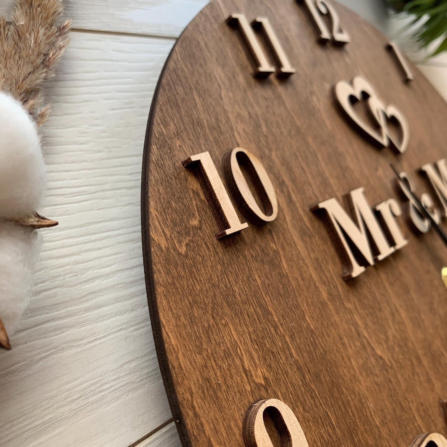 Personalized 5th Anniversary Clock, Wood Housewarming Gift, Family Name Sign, Gift for Him Her