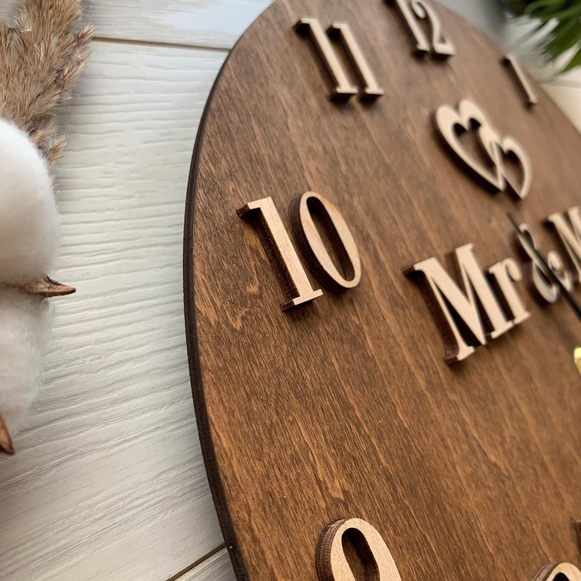 Personalized 5th Anniversary Clock, Wood Housewarming Gift, Family Name Sign, Gift for Him Her