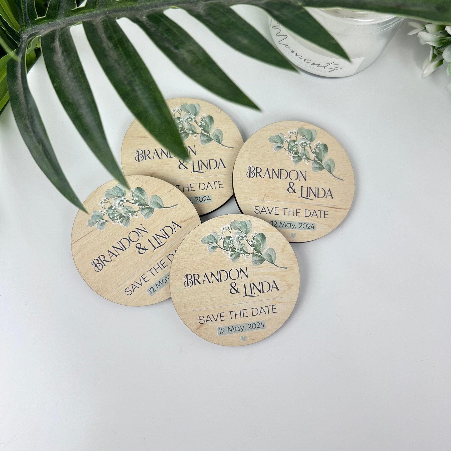 Personalized wooden save the date, wedding favor magnet, unique bridal shower favors