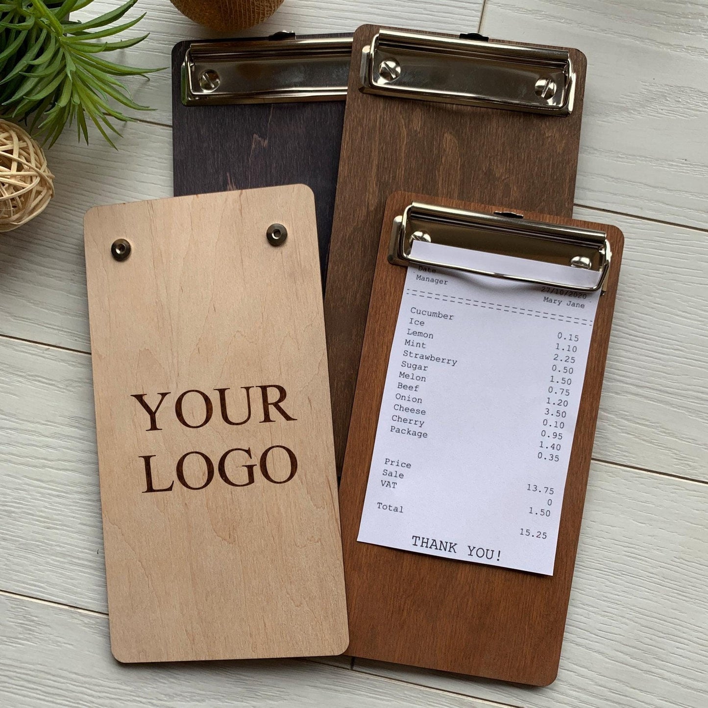 Personalized wooden bill holder, restaurant decor, engraved check holder, coffee shop decor, check presenter, money holder gift, custom gift