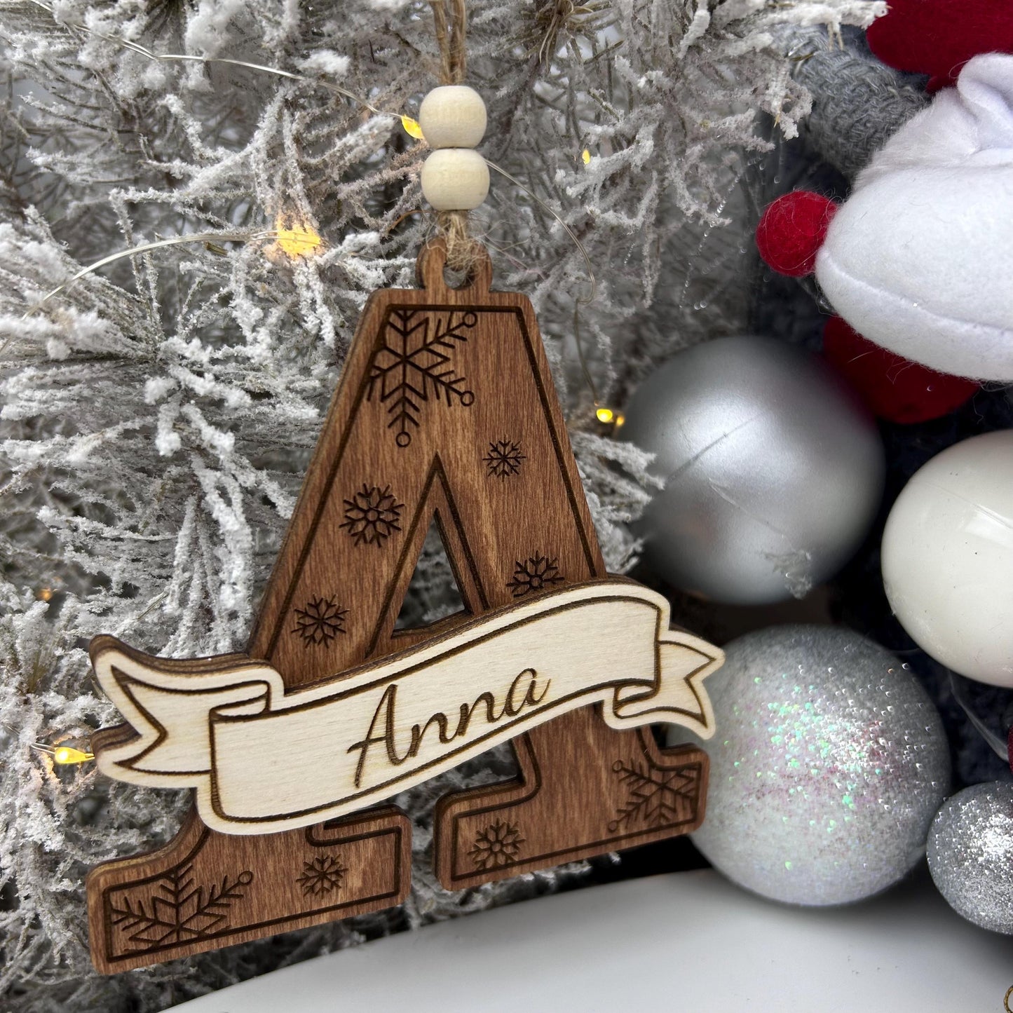 Family wooden monogram ornament, Christmas tree decor, 2025 ornament Christmas decor, personalized family gift, custom ornament