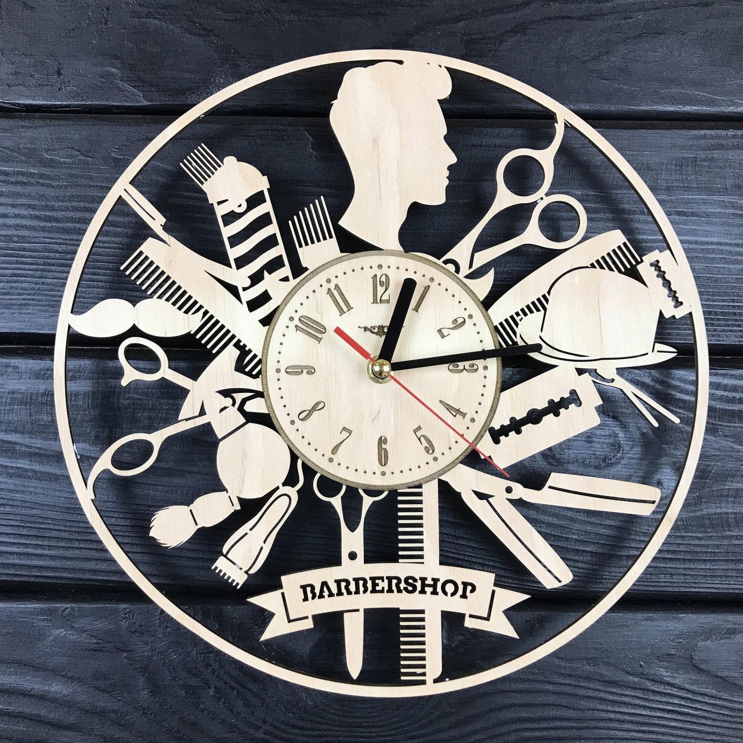 Barbershop Wall Clock Personalized Barber Gift Unique Barbershop Wall Art Hanging Barbershop Poster Custom Barbershop Decor for Wall