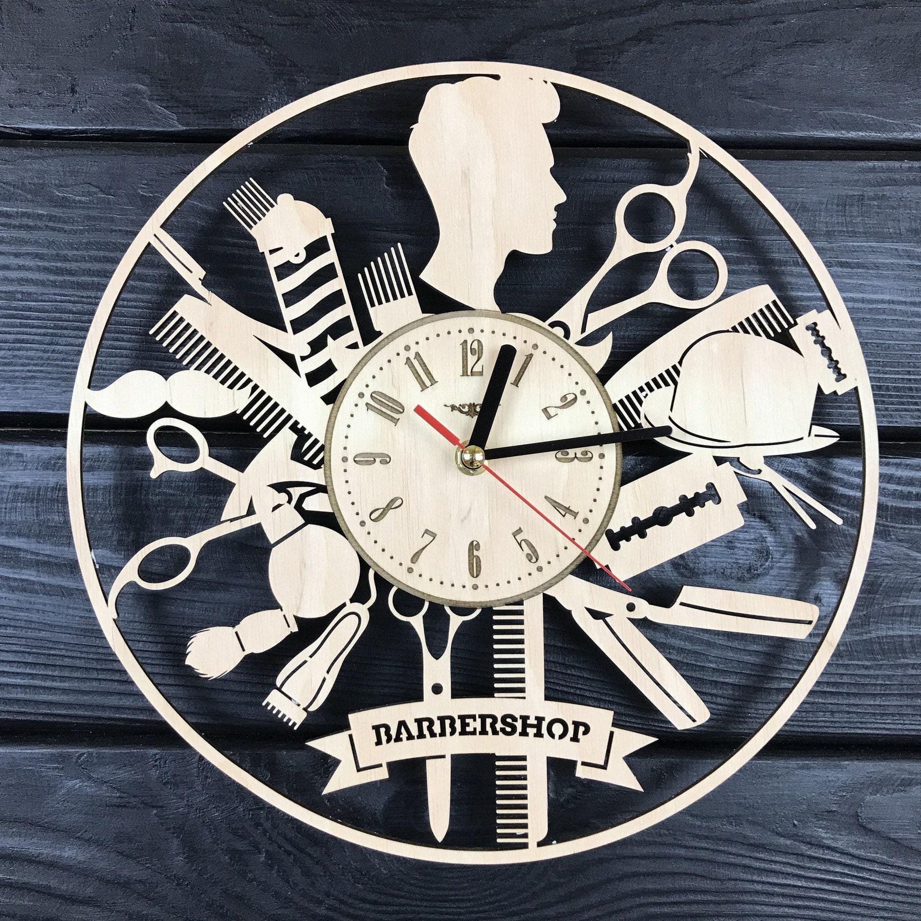 Barbershop Wall Clock Personalized Barber Gift Unique Barbershop Wall Art Hanging Barbershop Poster Custom Barbershop Decor for Wall