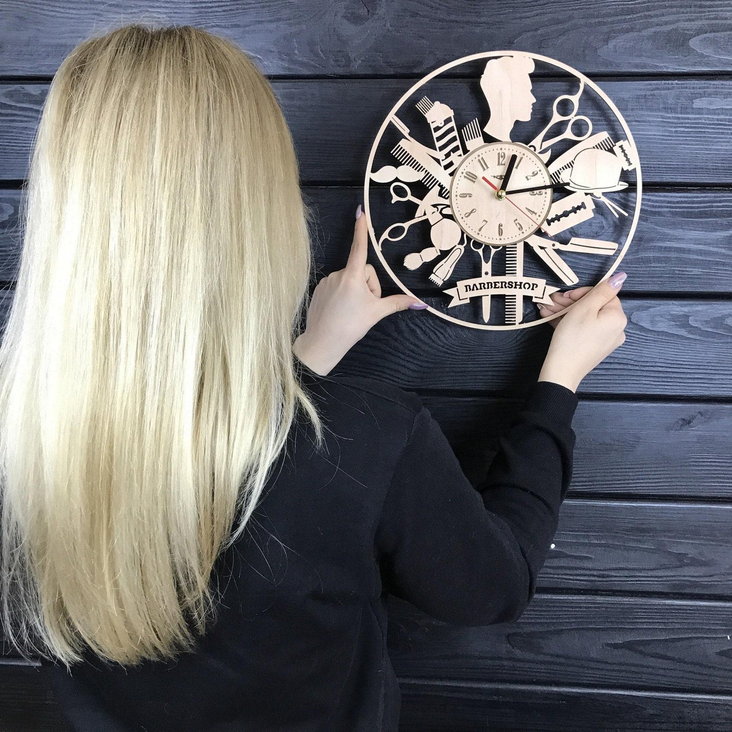 Barbershop Wall Clock Personalized Barber Gift Unique Barbershop Wall Art Hanging Barbershop Poster Custom Barbershop Decor for Wall