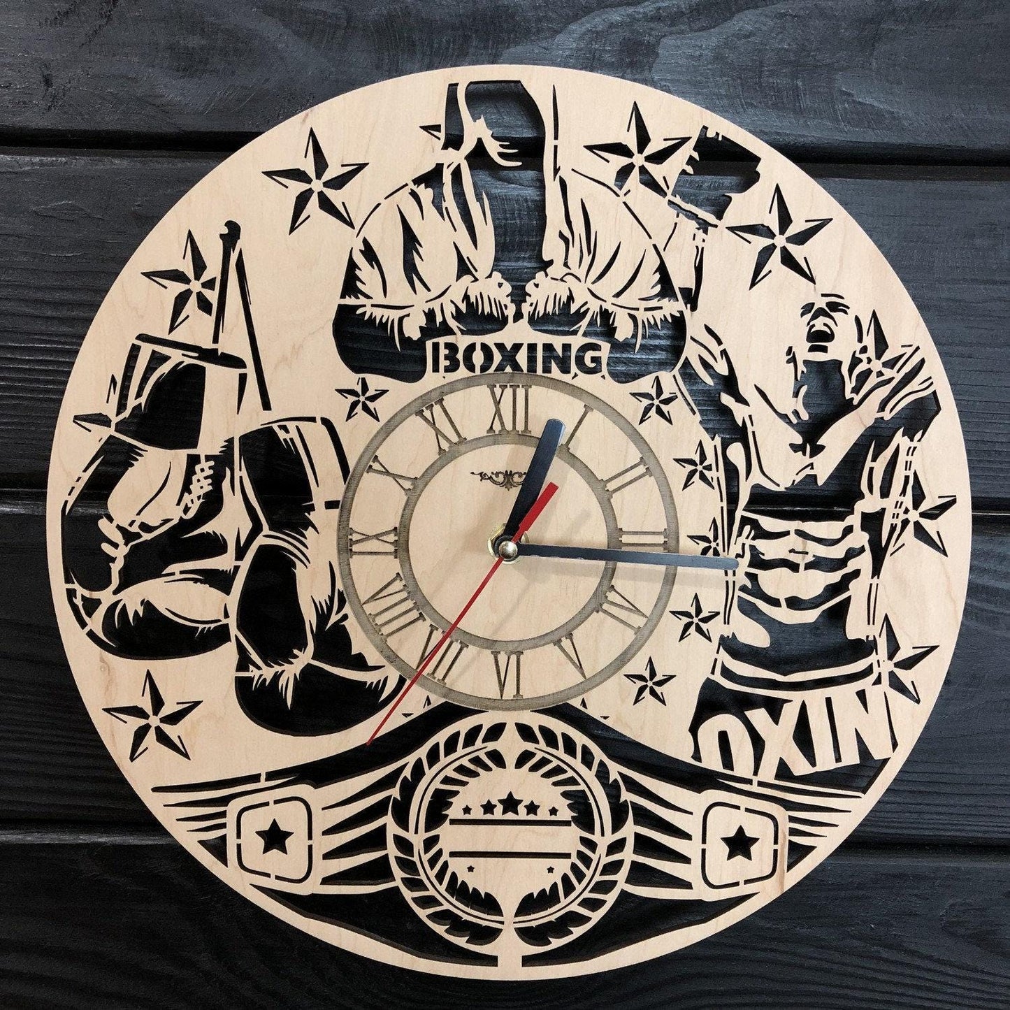 Boxing Clock Gift For Men Women 5th Anniversary Gift Personalize Boxing Poster Custom Boxing Wall Hanging Boxing Cutout