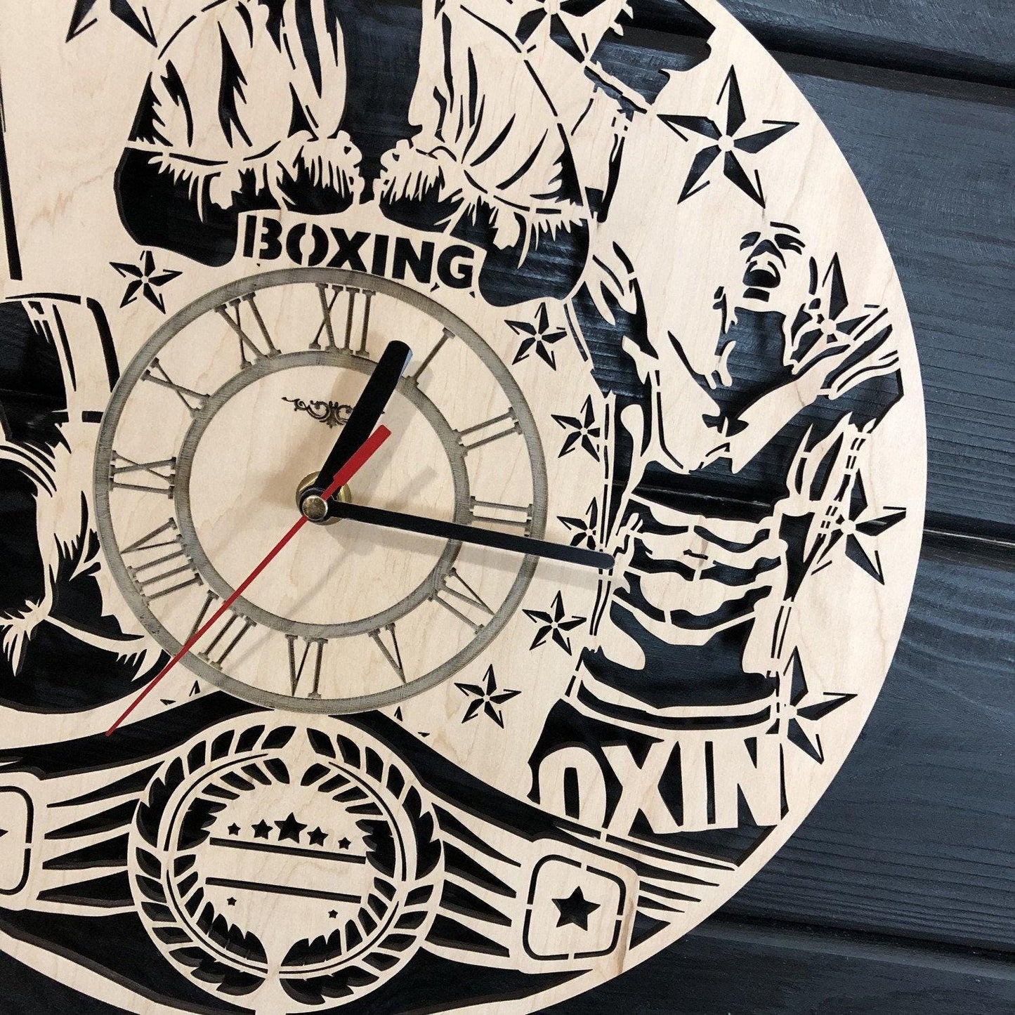 Boxing Clock Gift For Men Women 5th Anniversary Gift Personalize Boxing Poster Custom Boxing Wall Hanging Boxing Cutout