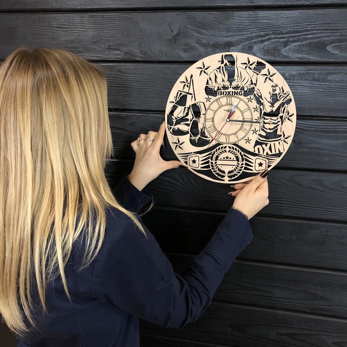 Boxing Clock Gift For Men Women 5th Anniversary Gift Personalize Boxing Poster Custom Boxing Wall Hanging Boxing Cutout