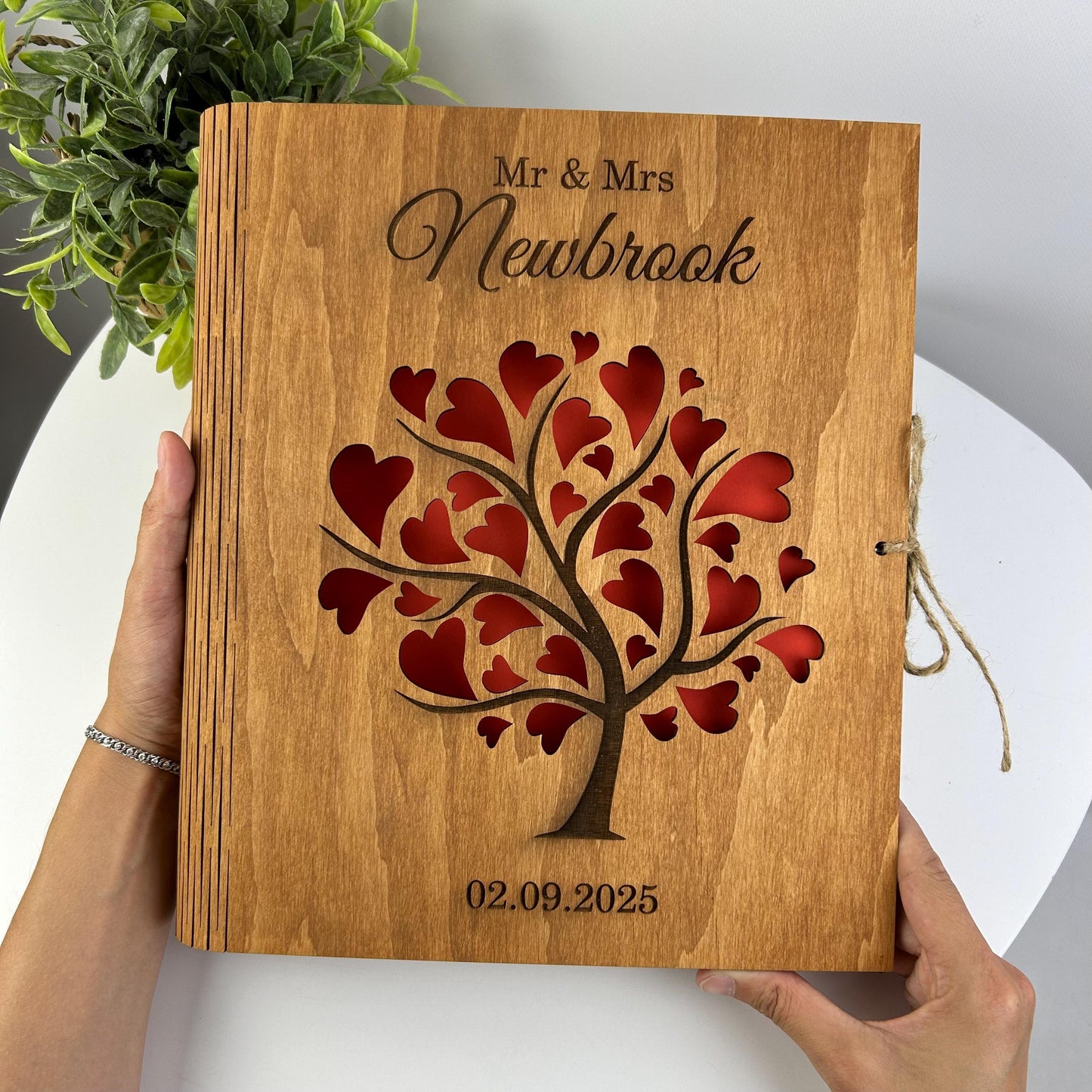 Family engraved photo album, wedding photo book, wedding wooden photo album, wedding guest book, engraved wood album, custom family book