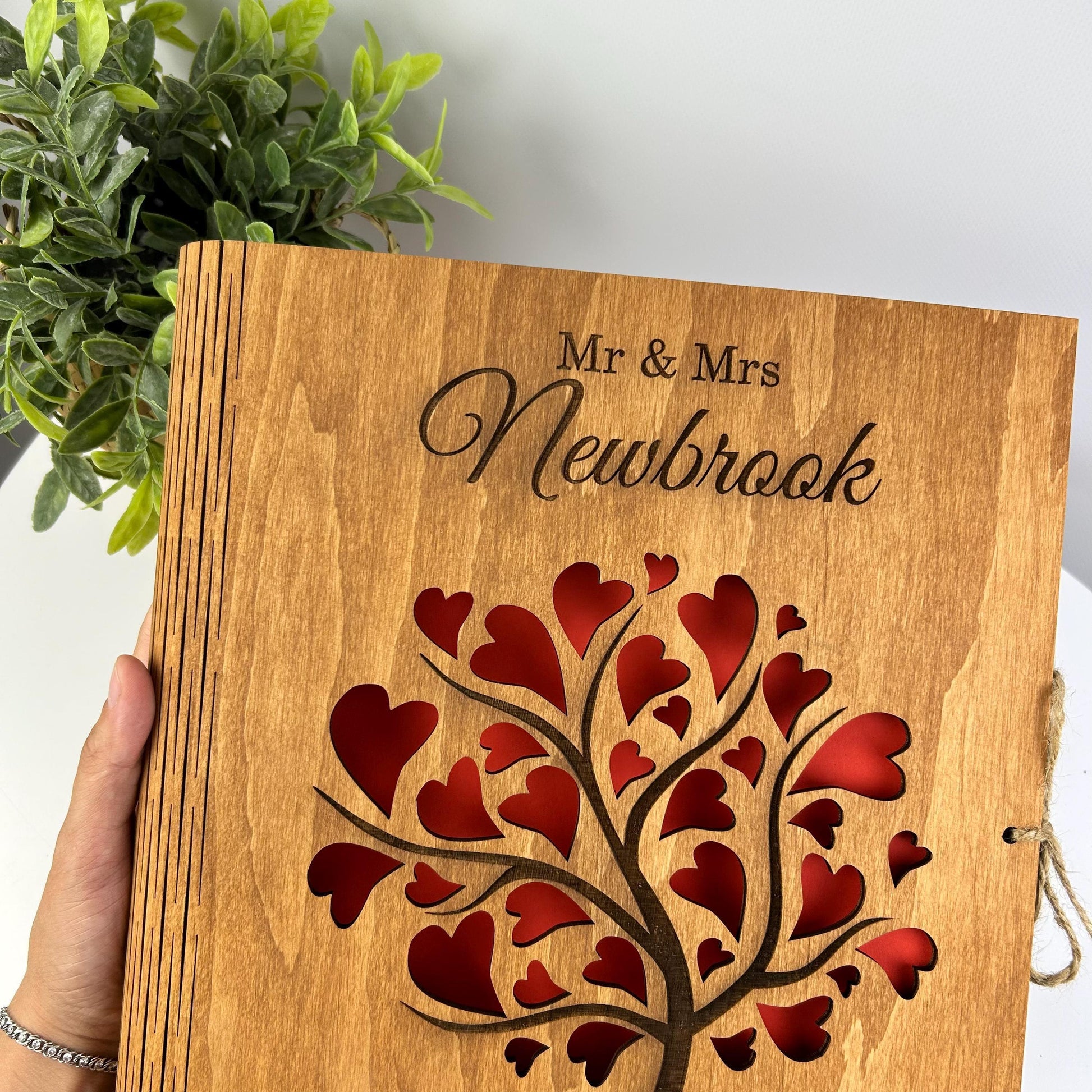 Family engraved photo album, wedding photo book, wedding wooden photo album, wedding guest book, engraved wood album, custom family book