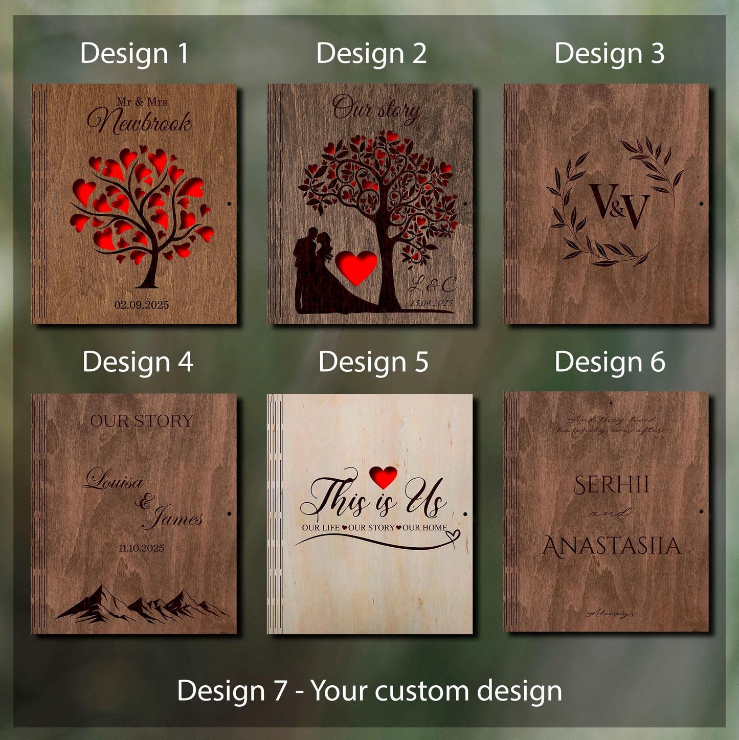 Family engraved photo album, wedding photo book, wedding wooden photo album, wedding guest book, engraved wood album, custom family book