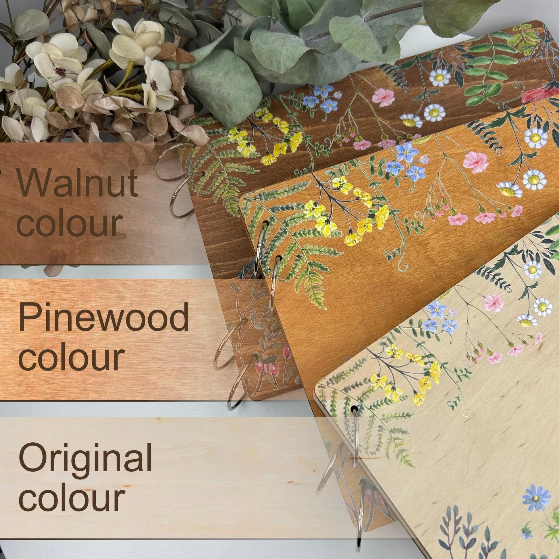 Personalised wildflowers guestbook wedding, wooden memory book, rustic wedding, wedding planer, wedding gift guest, handmade photo album