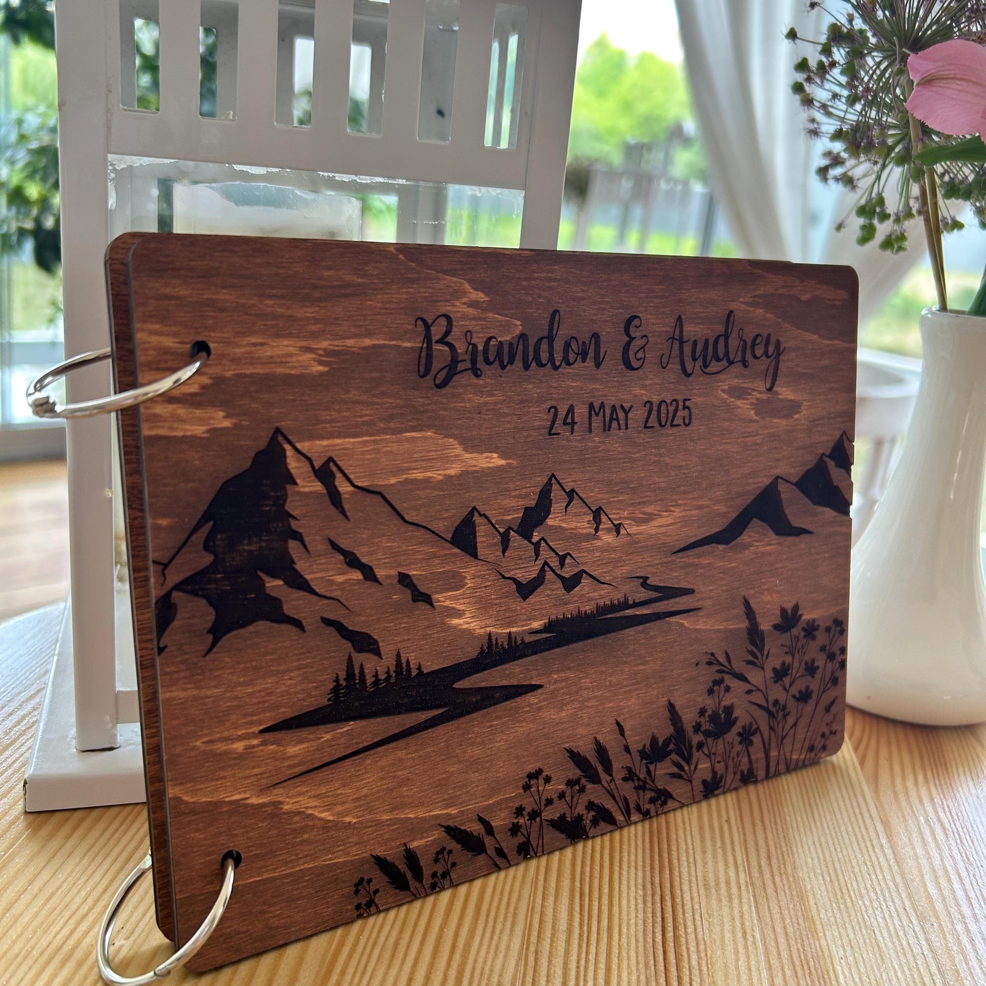 Mountain bridal guest book, wedding photo album, guestbook mountain, custom photo album, wedding guest book, bridal mountain photo album