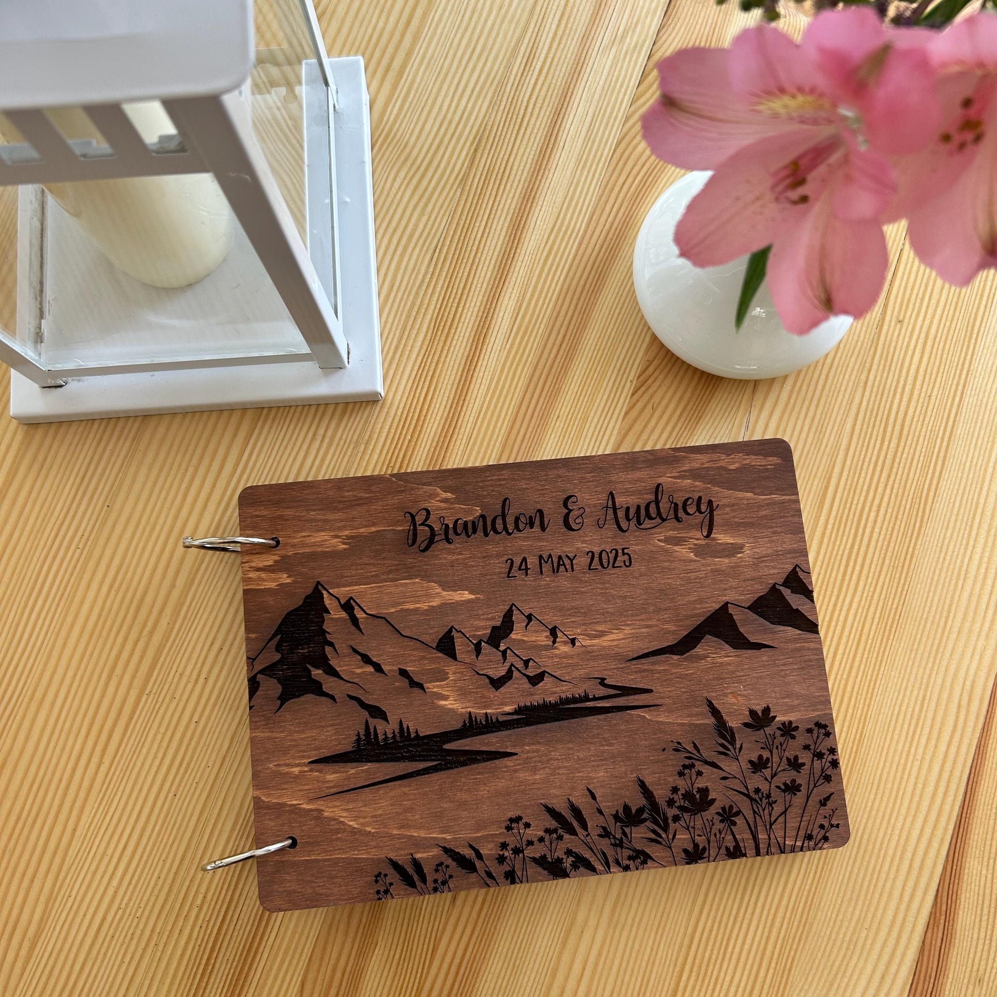 Mountain bridal guest book, wedding photo album, guestbook mountain, custom photo album, wedding guest book, bridal mountain photo album