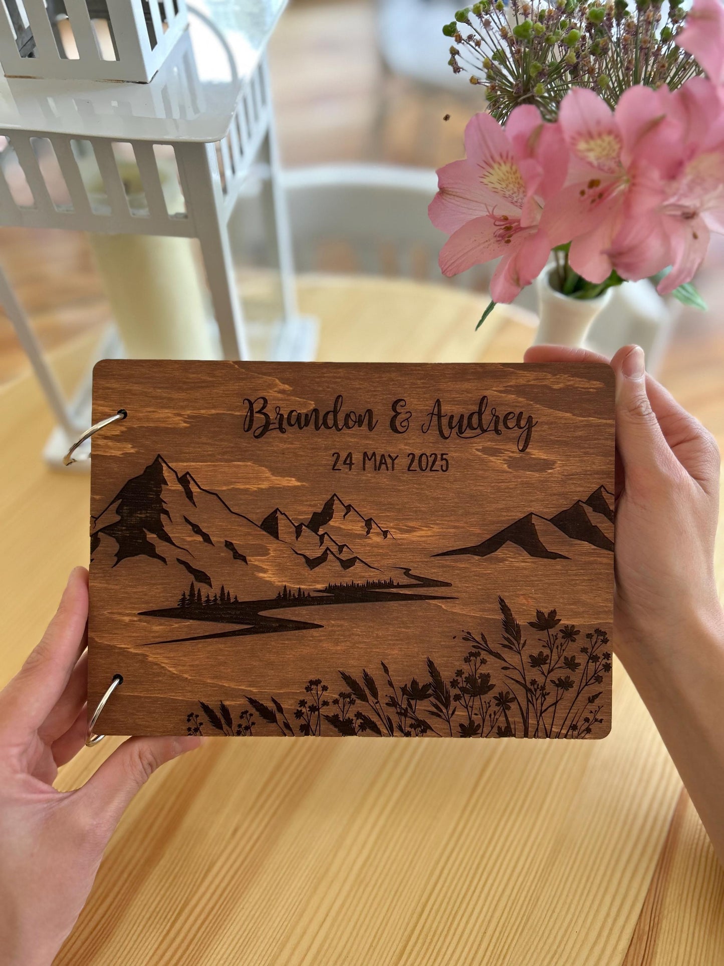 Mountain bridal guest book, wedding photo album, guestbook mountain, custom photo album, wedding guest book, bridal mountain photo album
