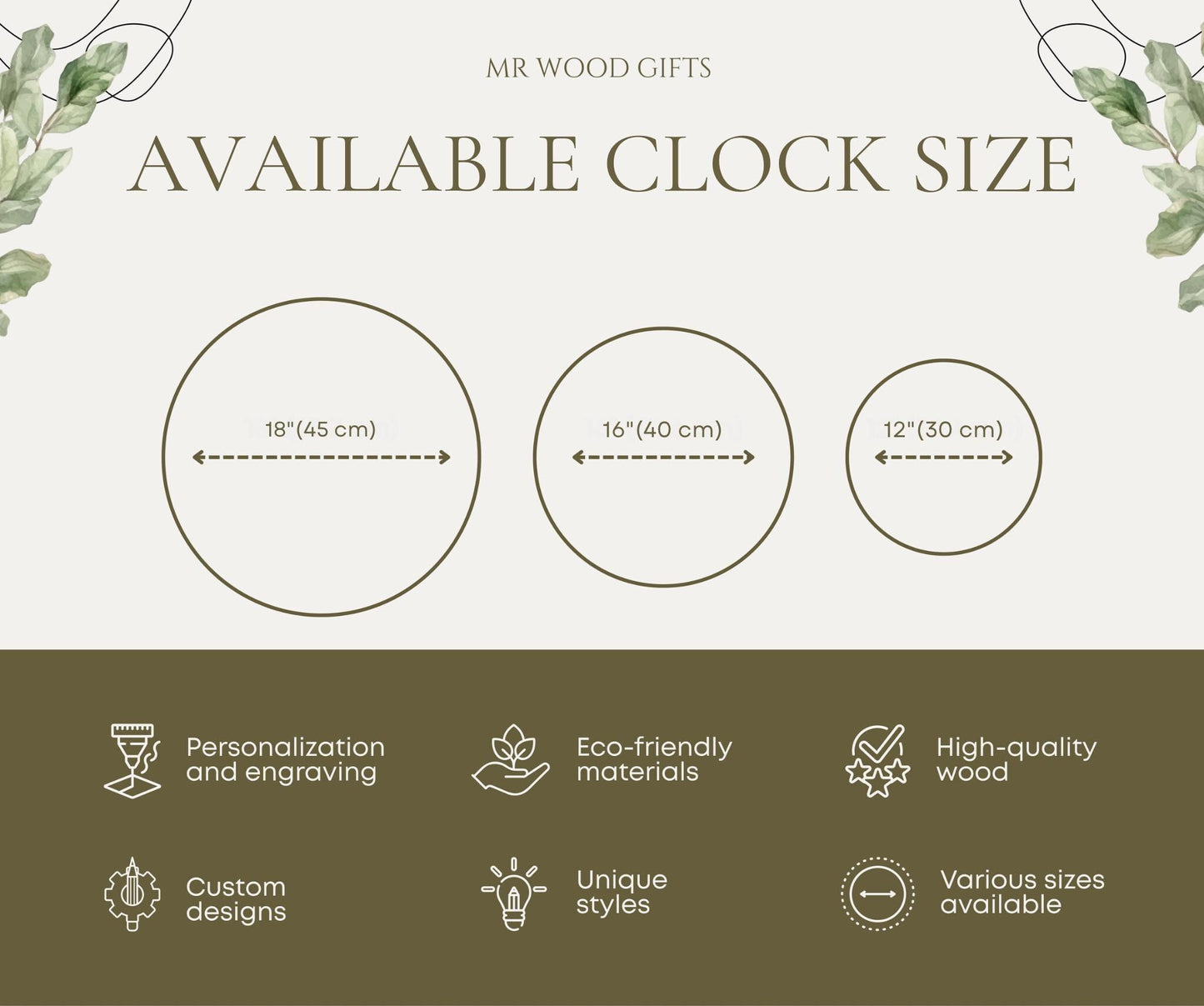 Large Mountain Wall Clock, Custom Last Name Sign & 5th Anniversary Gift