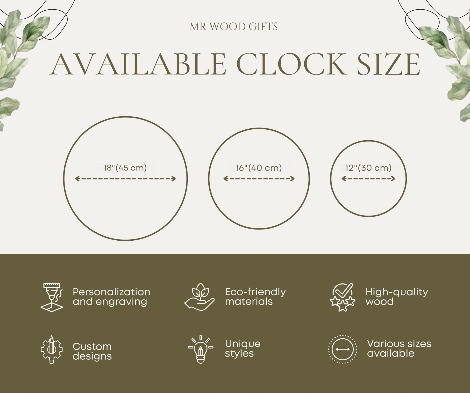 Large Mountain Wall Clock, Custom Last Name Sign & 5th Anniversary Gift