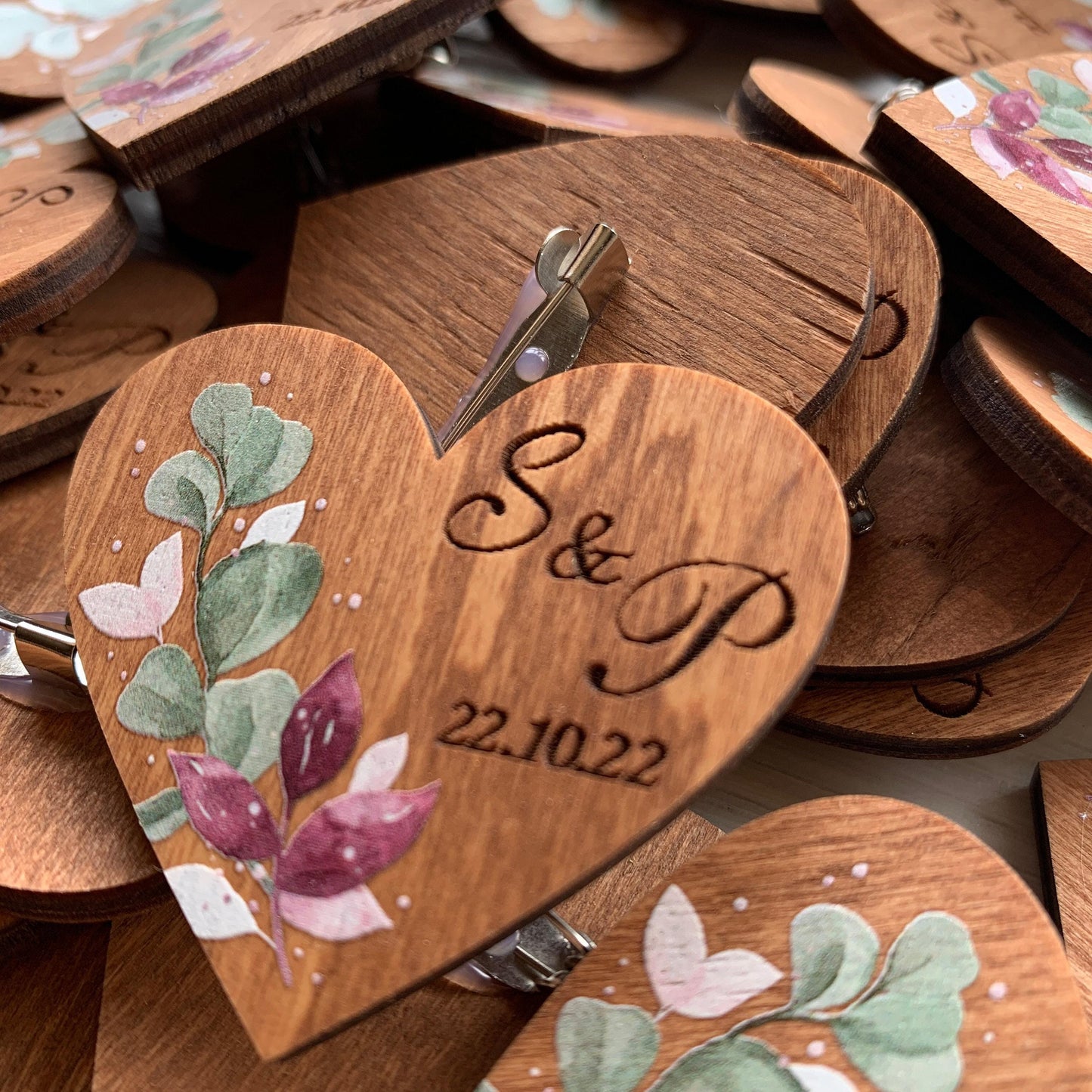 Eucalyptus wedding, Rustic wooden boutonniere pins, Custom pins bulk, Custom wedding lapel pins