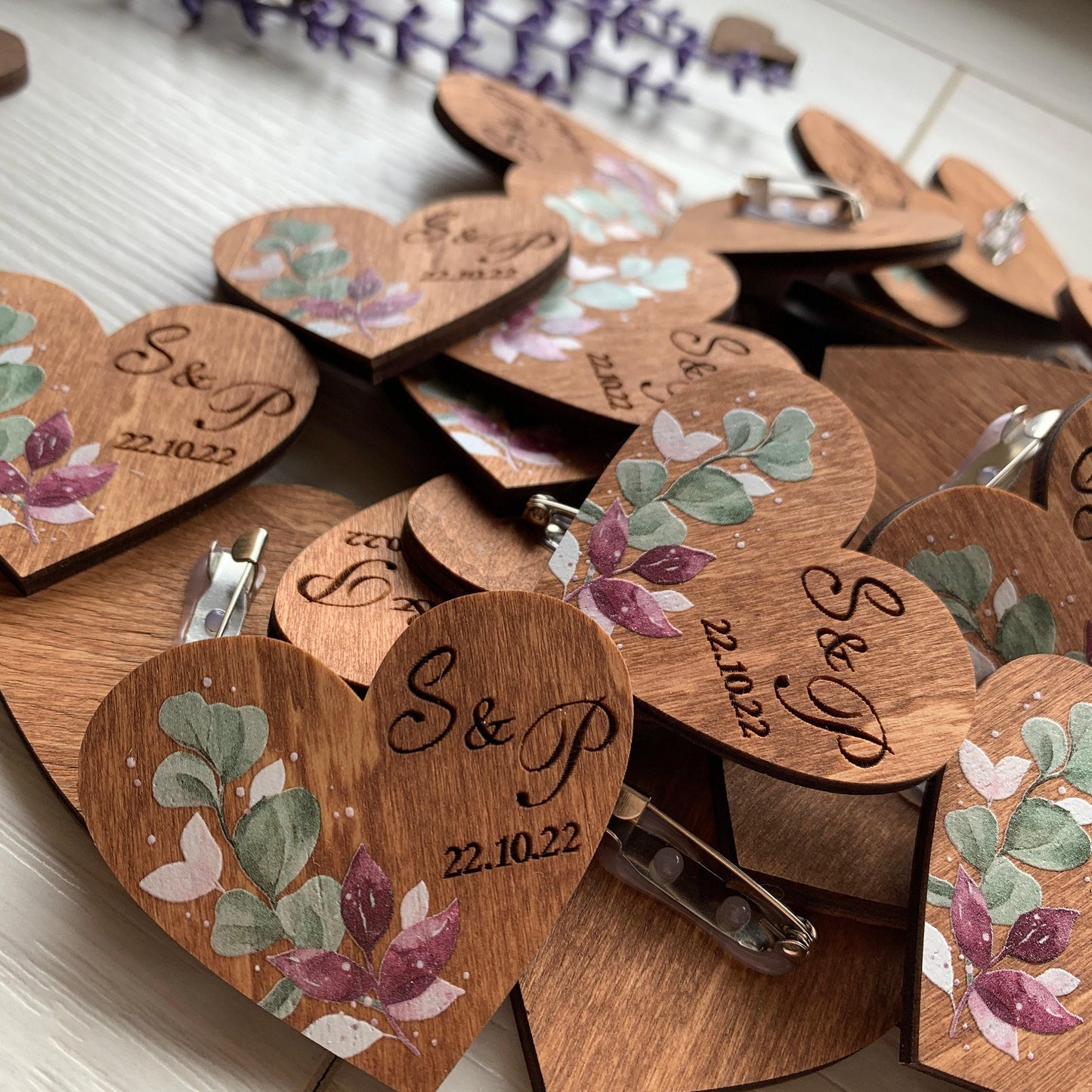 Eucalyptus wedding, Rustic wooden boutonniere pins, Custom pins bulk, Custom wedding lapel pins