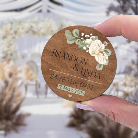 Wedding favor wood magnet, rustic boutonnieres, wedding guest pins, boho boutonniere, personalized magnet, wedding guest tag, wooden magnets