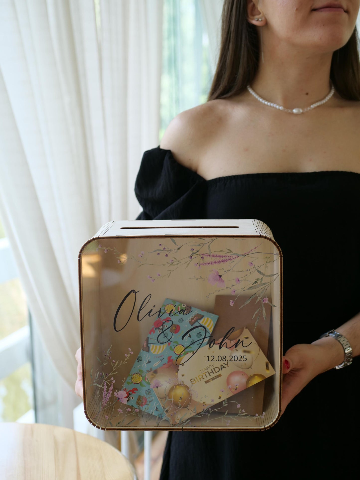 Boho square card holders, wildflower card box, wedding post box, square card box, post box for cards, wedding card box, floral box for cards