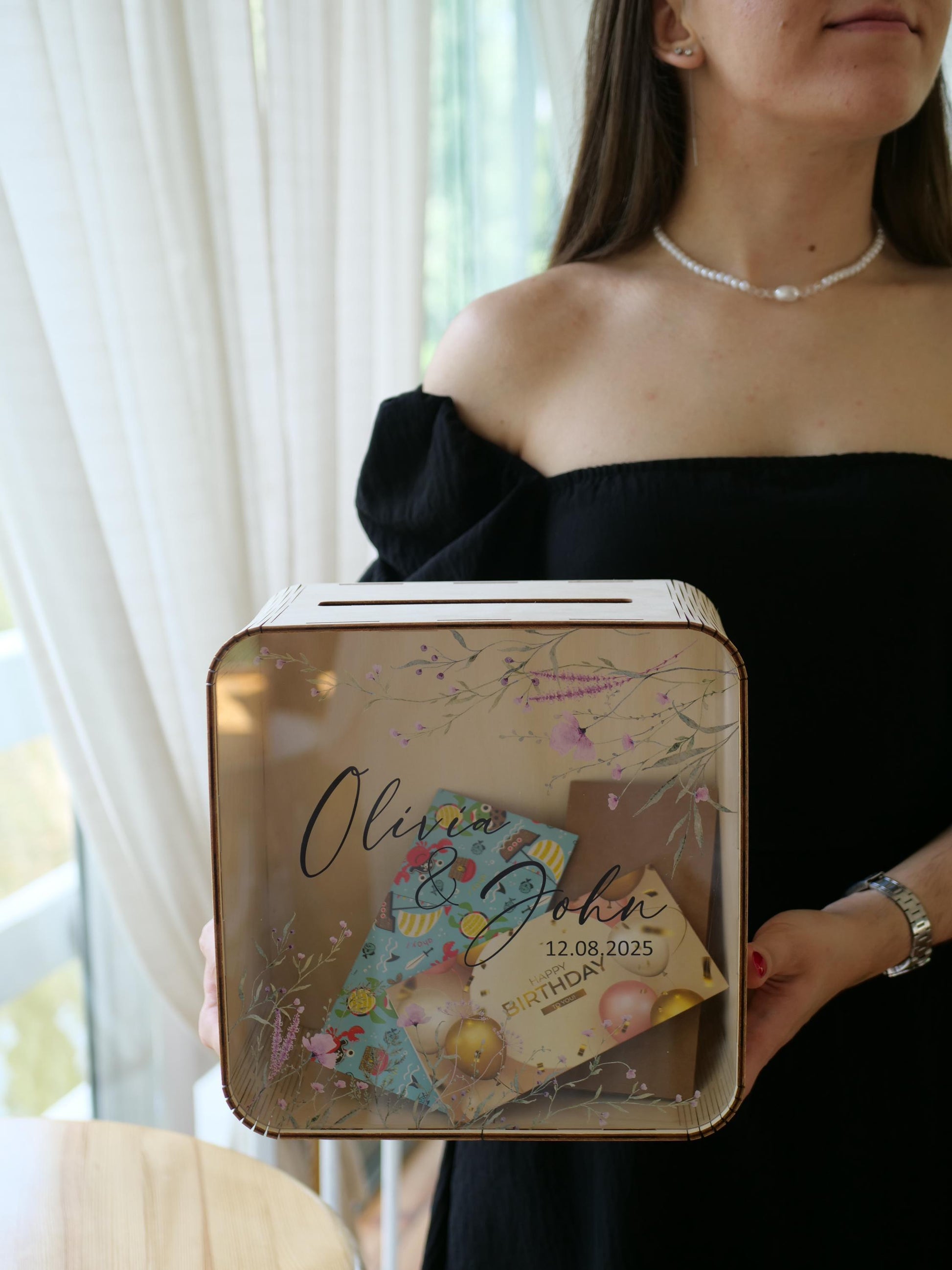 Boho square card holders, wildflower card box, wedding post box, square card box, post box for cards, wedding card box, floral box for cards