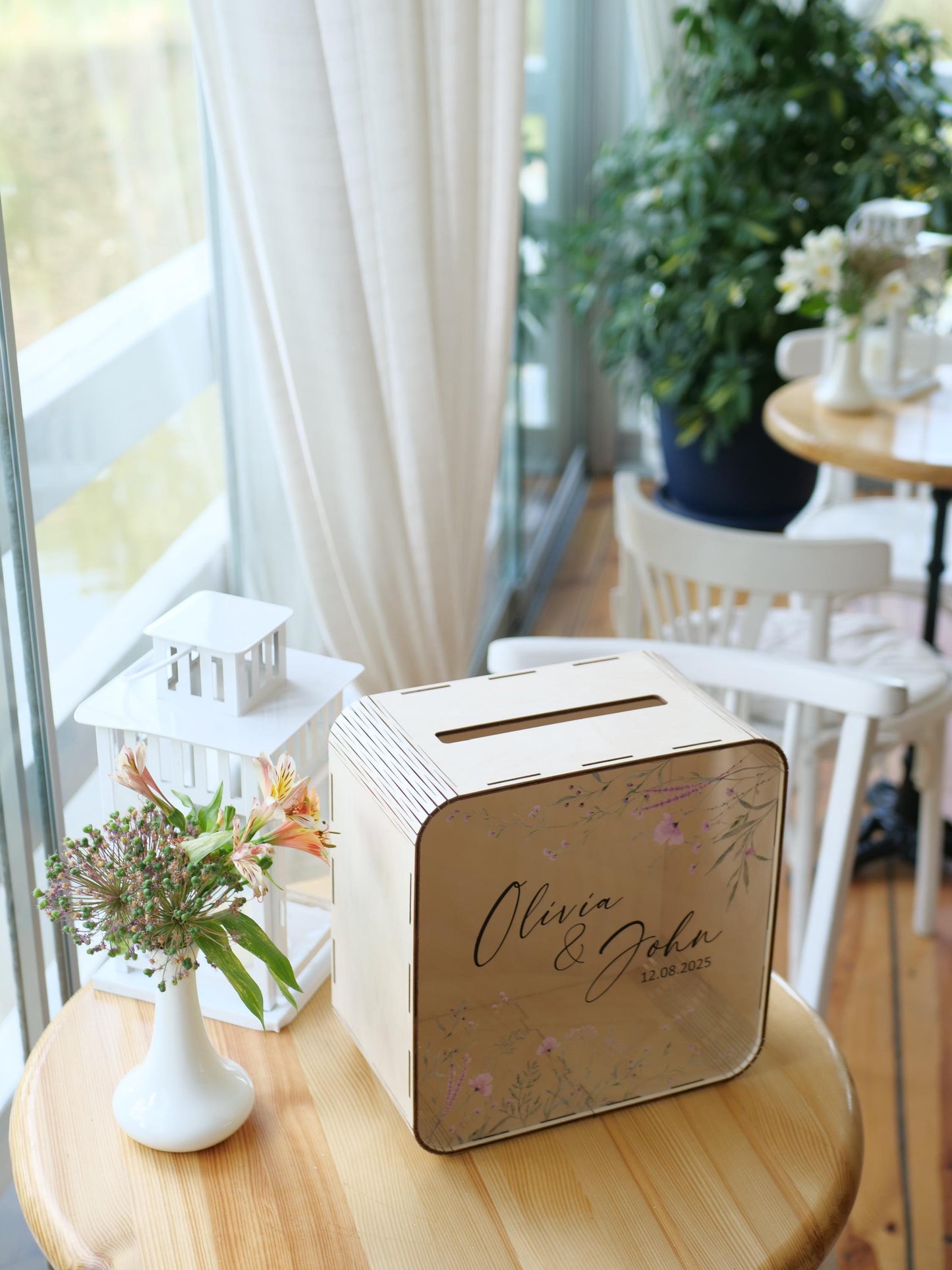 Boho square card holders, wildflower card box, wedding post box, square card box, post box for cards, wedding card box, floral box for cards