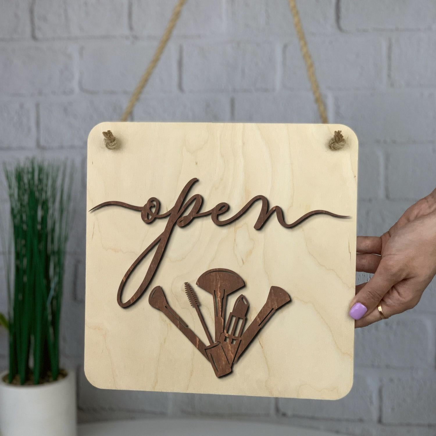 Cosmetology Gift, Custom Wood Sign & Beauty Studio Open Closed Sign
