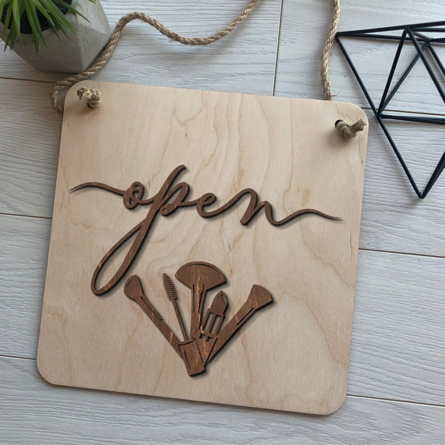 Cosmetology Gift, Custom Wood Sign & Beauty Studio Open Closed Sign
