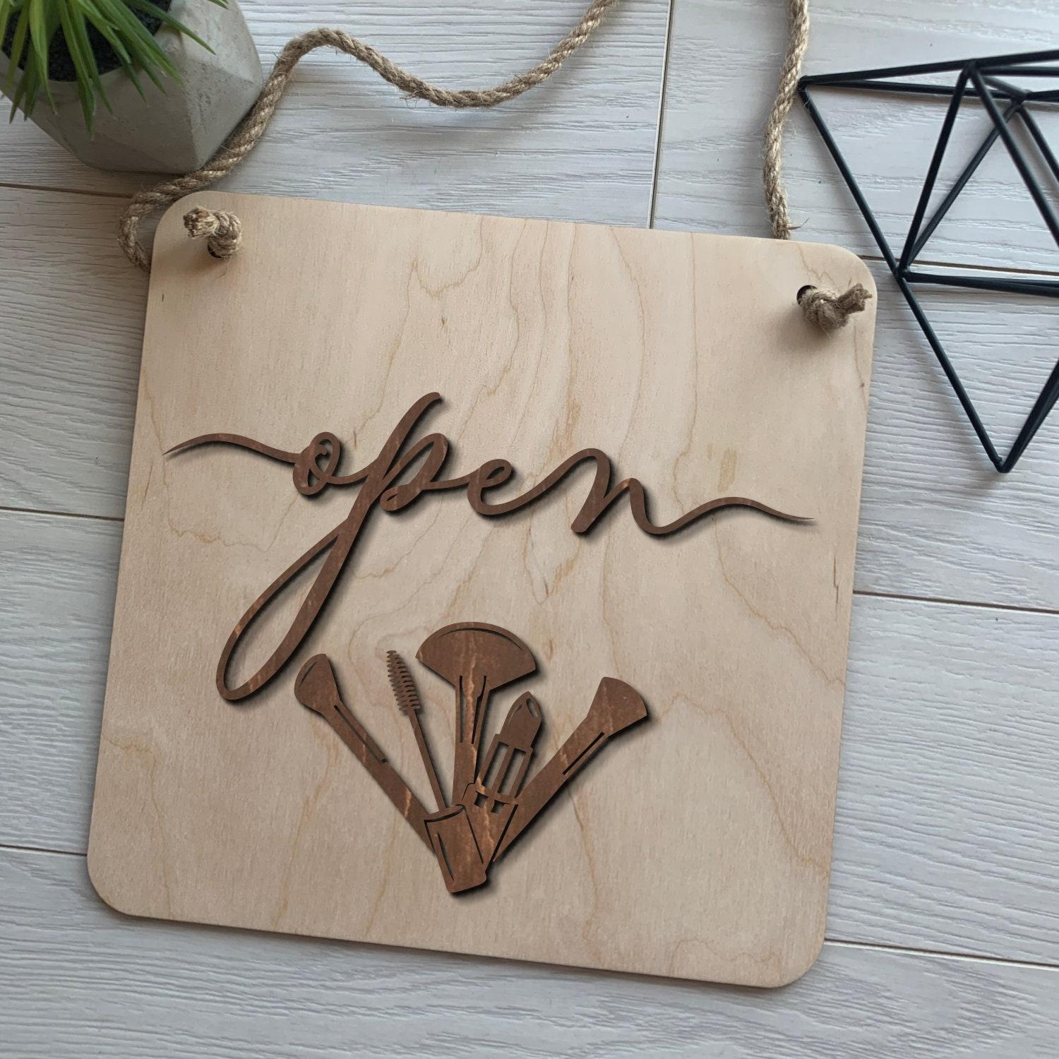 Cosmetology Gift, Custom Wood Sign & Beauty Studio Open Closed Sign